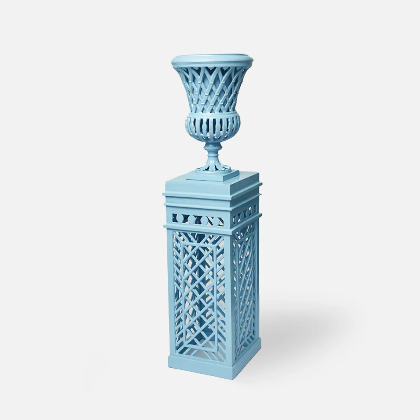 Adelaide Blue Lattice Urn & Pedestal - Image 4