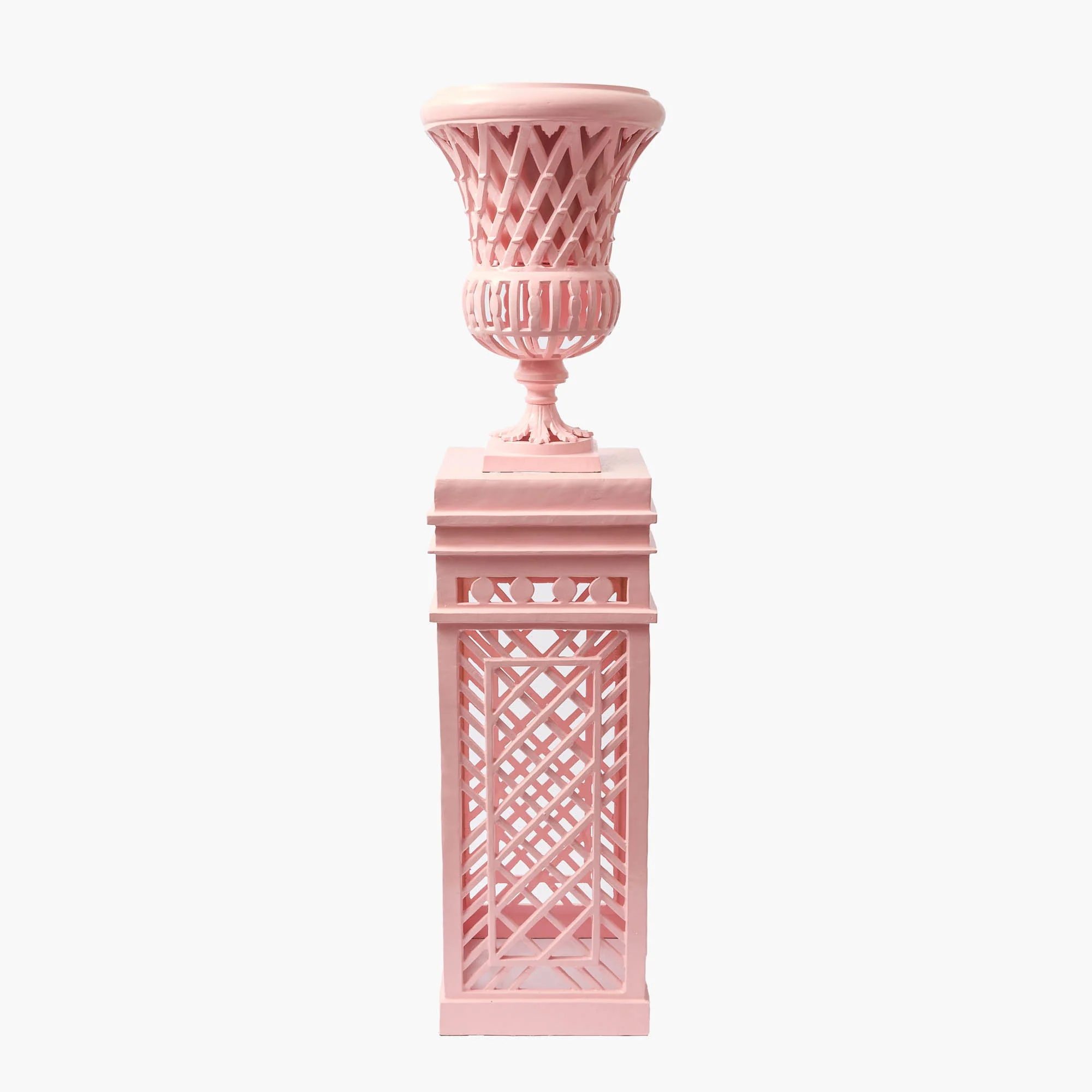 Adelaide Pink Lattice Urn & Pedestal