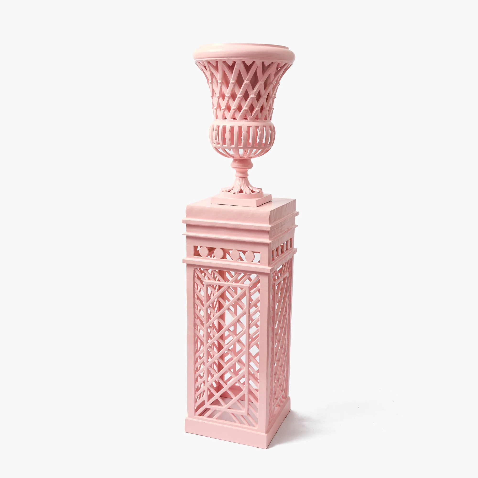 Adelaide Pink Lattice Urn & Pedestal - Image 10