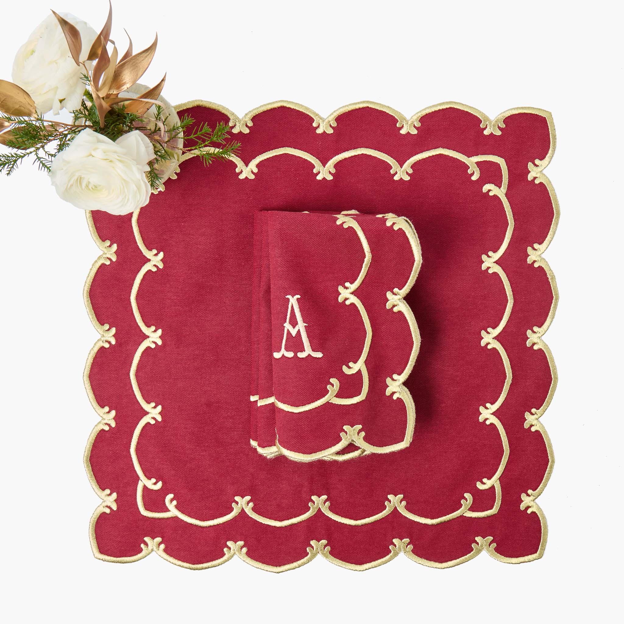 Amanda Burgundy & Gold Napkins (Set of 4)