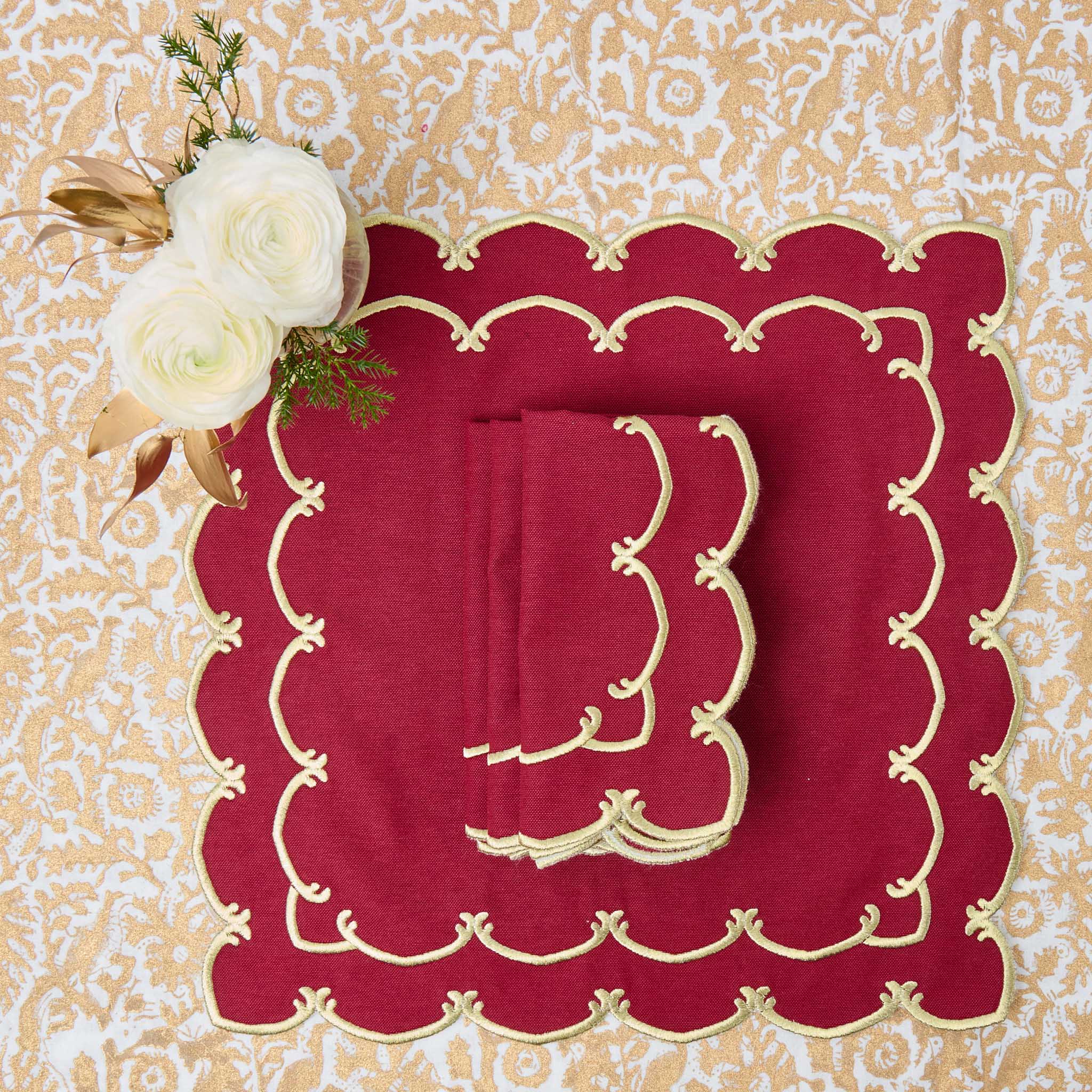 Amanda Burgundy & Gold Napkins (Set of 4) - Image 6
