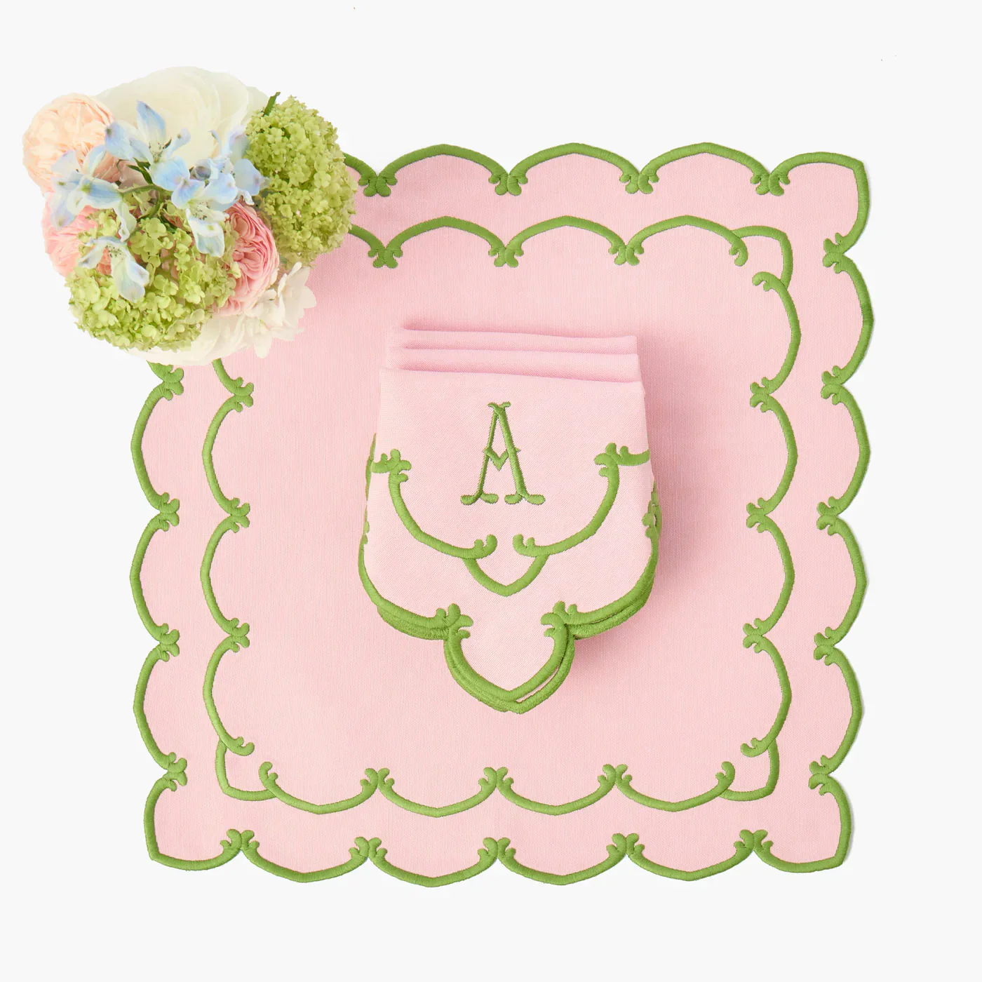 Amanda Pink & Green Placemats & Napkins (Set of 4) - Image 10