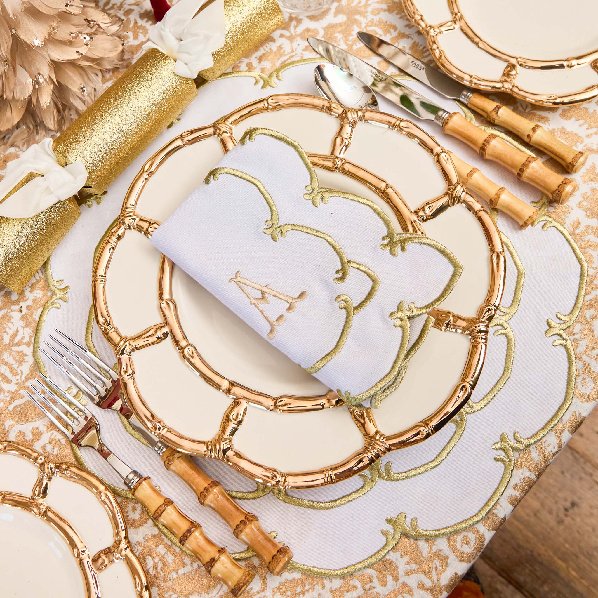 Gold Petal Bamboo Ceramic Starter Plate - Image 4