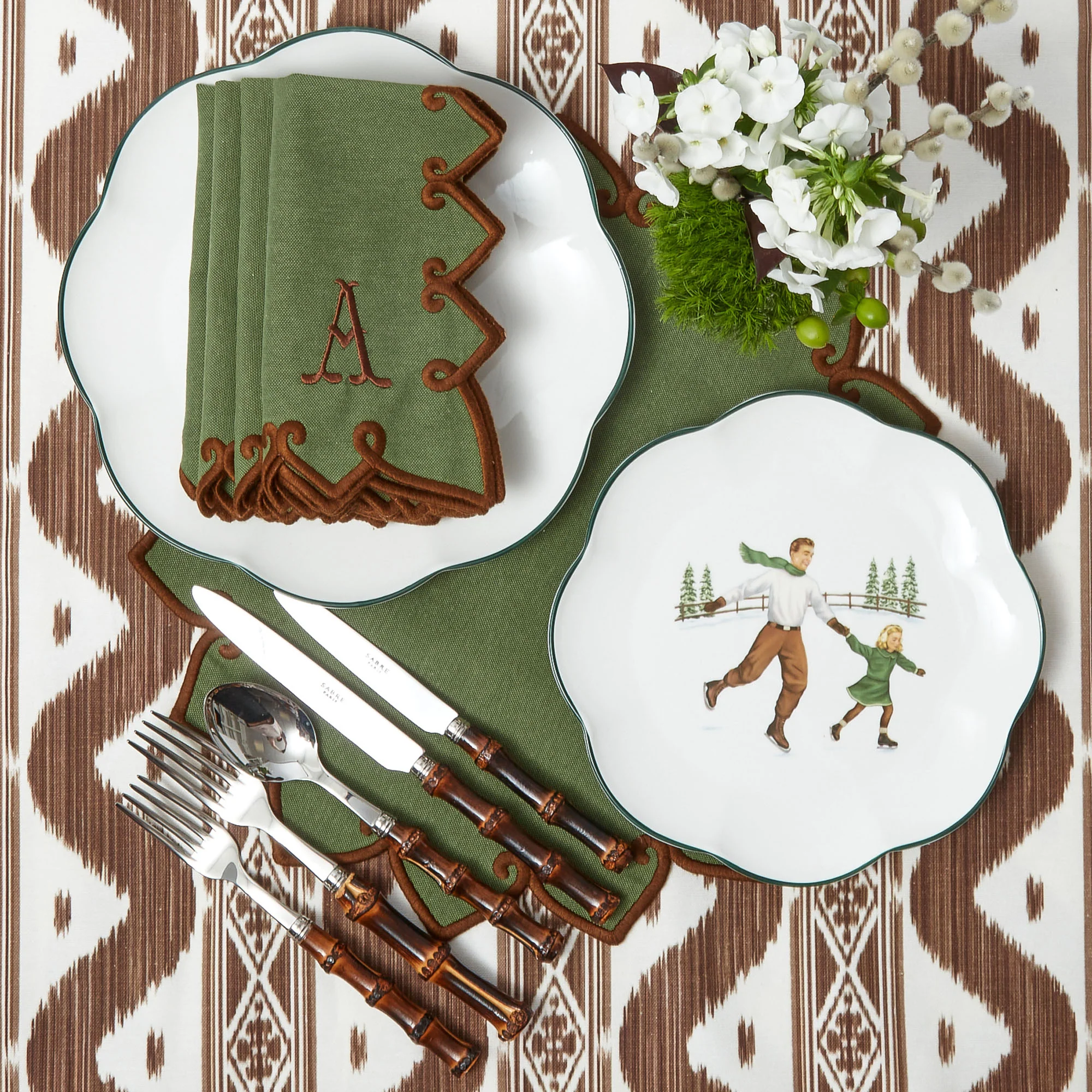 Angelina Forest Green & Brown Napkins (Set of 4) - Image 12