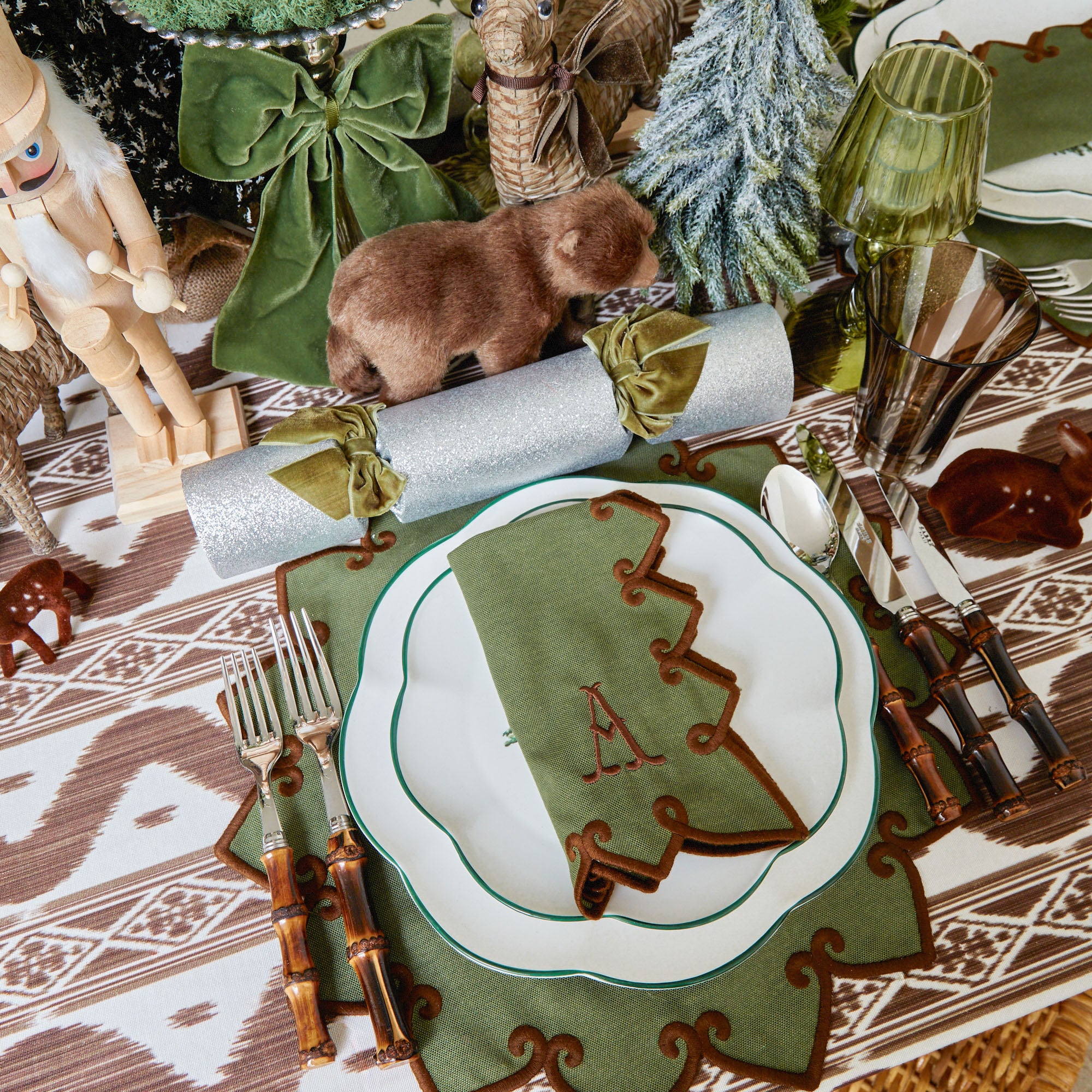 Angelina Forest Green & Brown Napkins (Set of 4) - Image 13