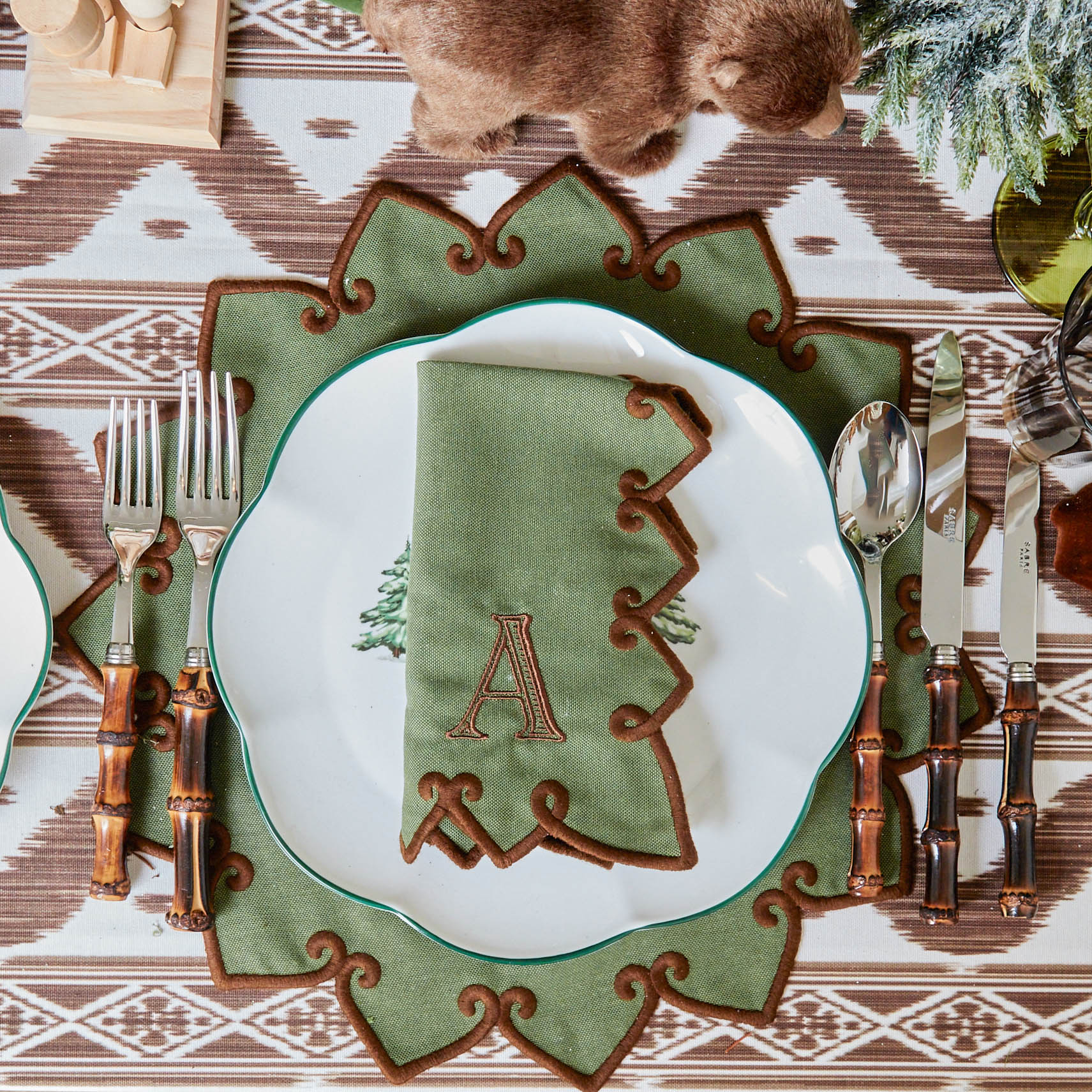 Forest Green & Brown Angelina Placemats (Set of 4) - Image 12