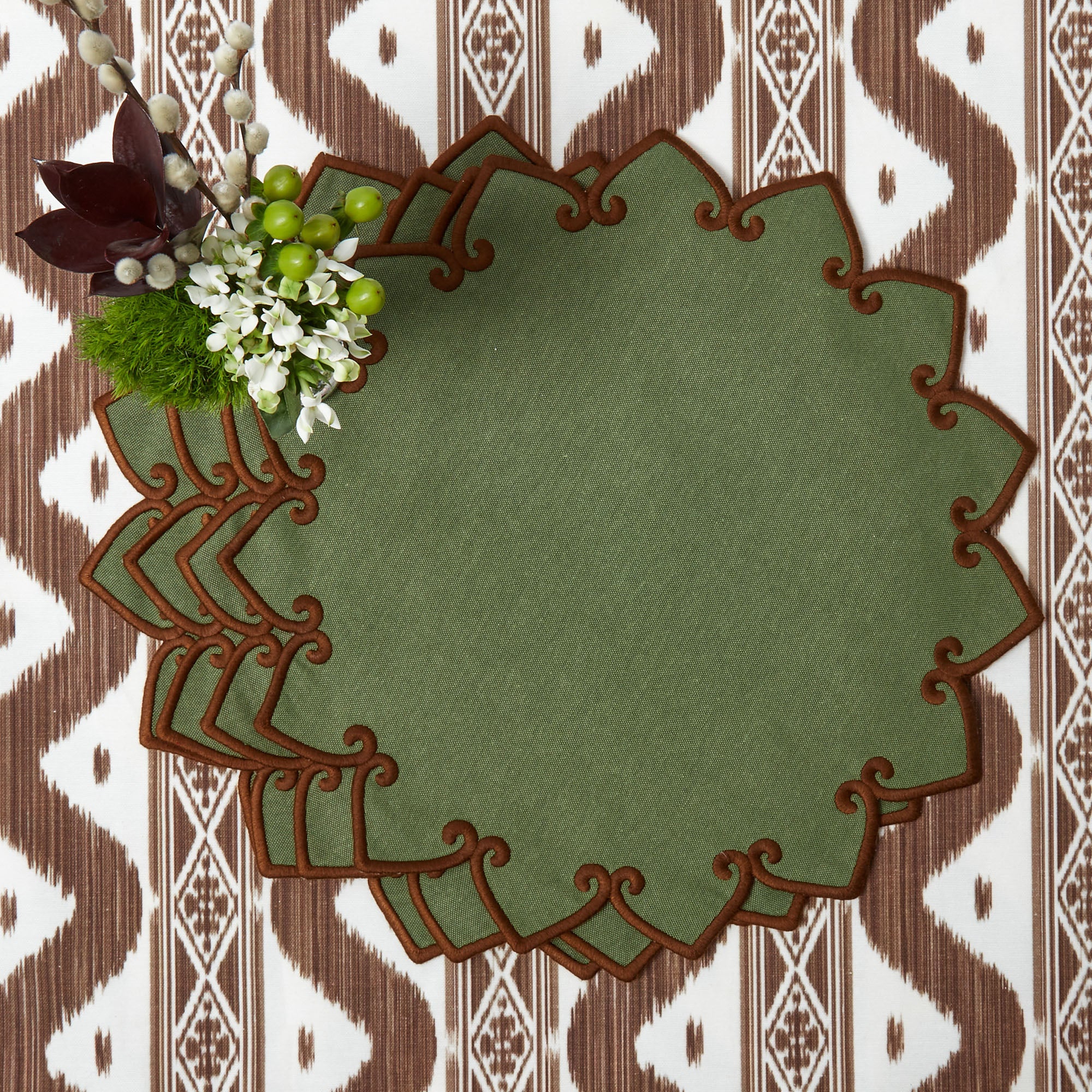 Forest Green & Brown Angelina Placemats (Set of 4) - Image 14