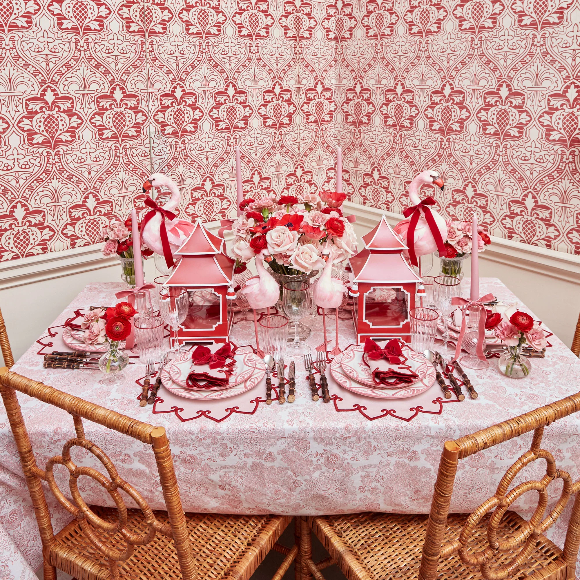 Angelina Pink & Red Napkins (Set of 4) - Image 10