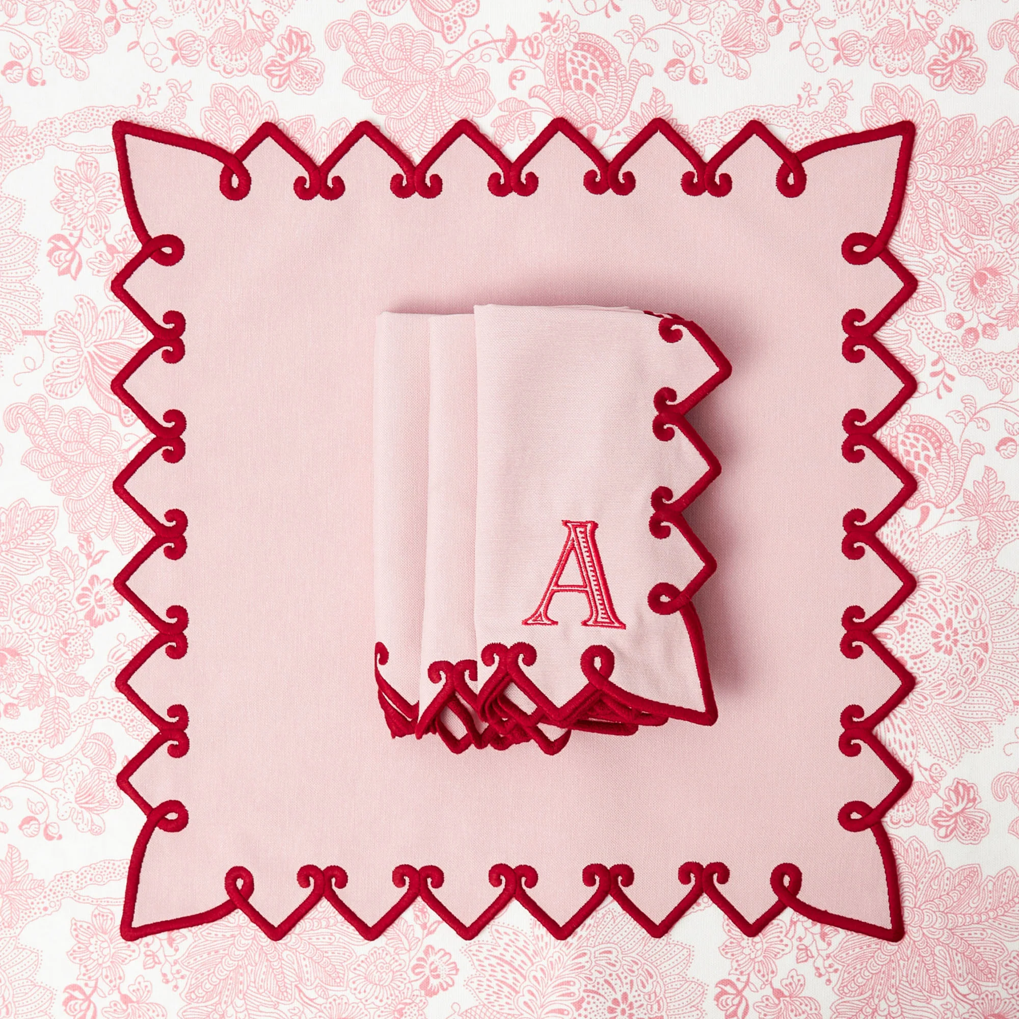 Angelina Pink & Red Napkins (Set of 4) - Image 5