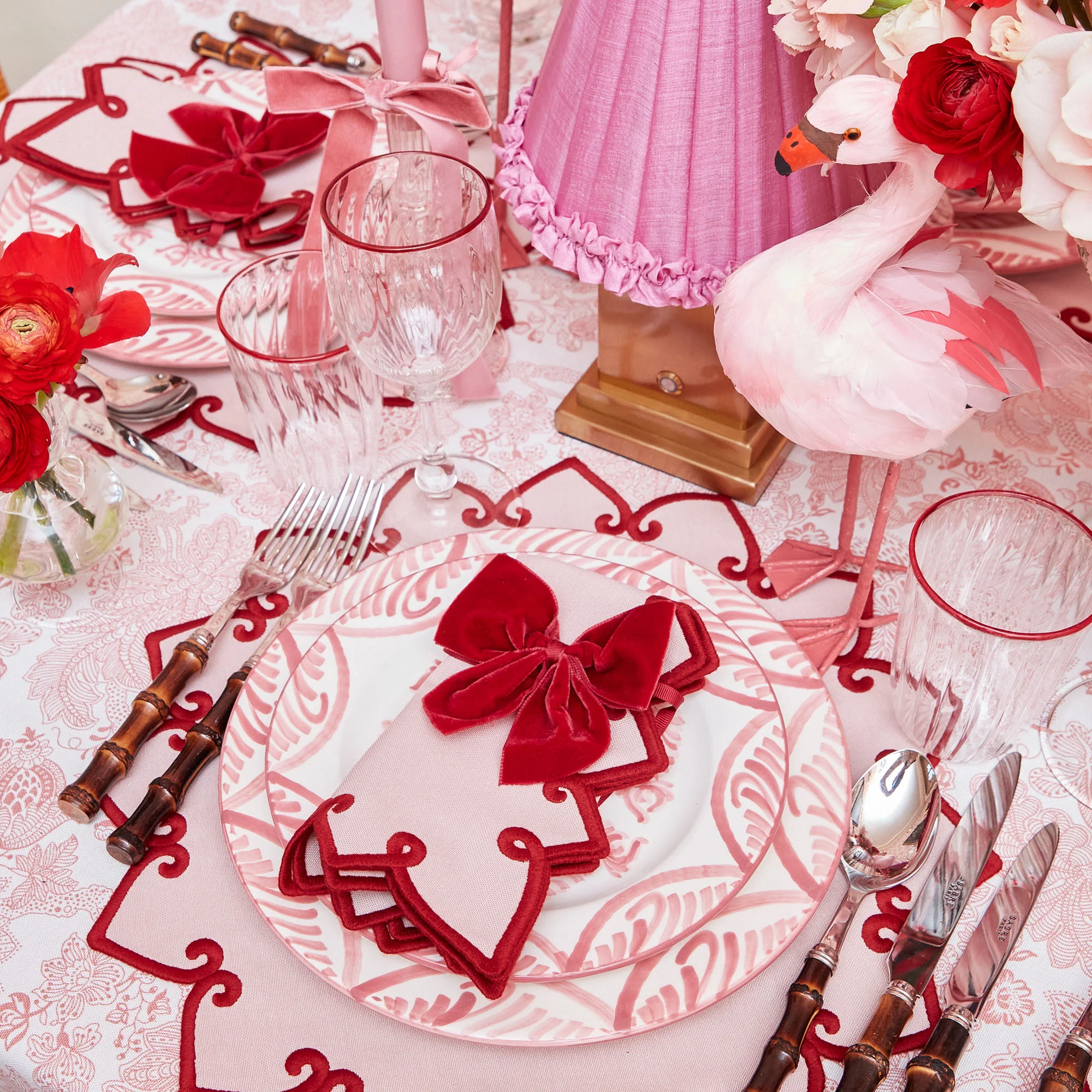 Angelina Pink & Red Napkins (Set of 4) - Image 7