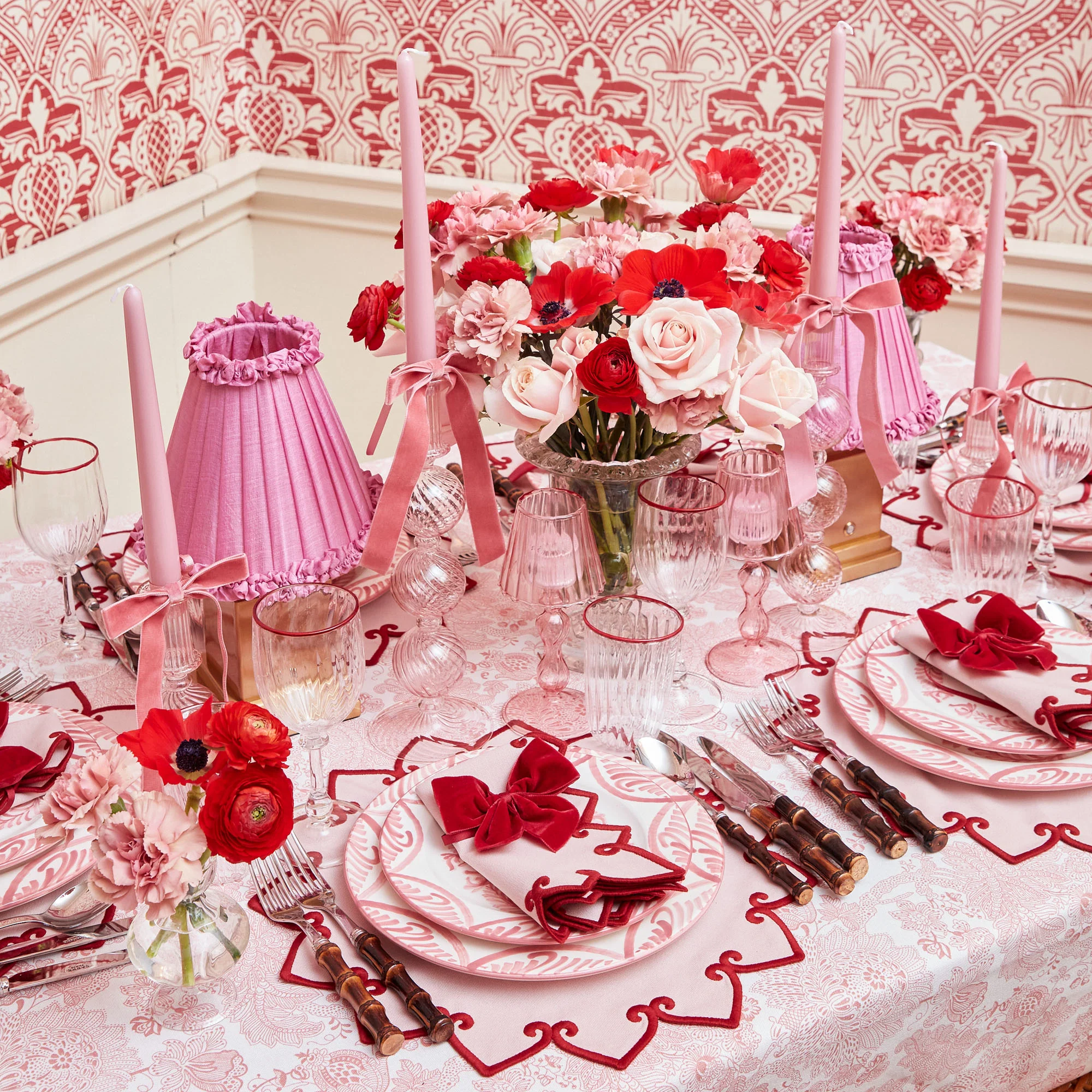 Angelina Pink & Red Napkins (Set of 4) - Image 9