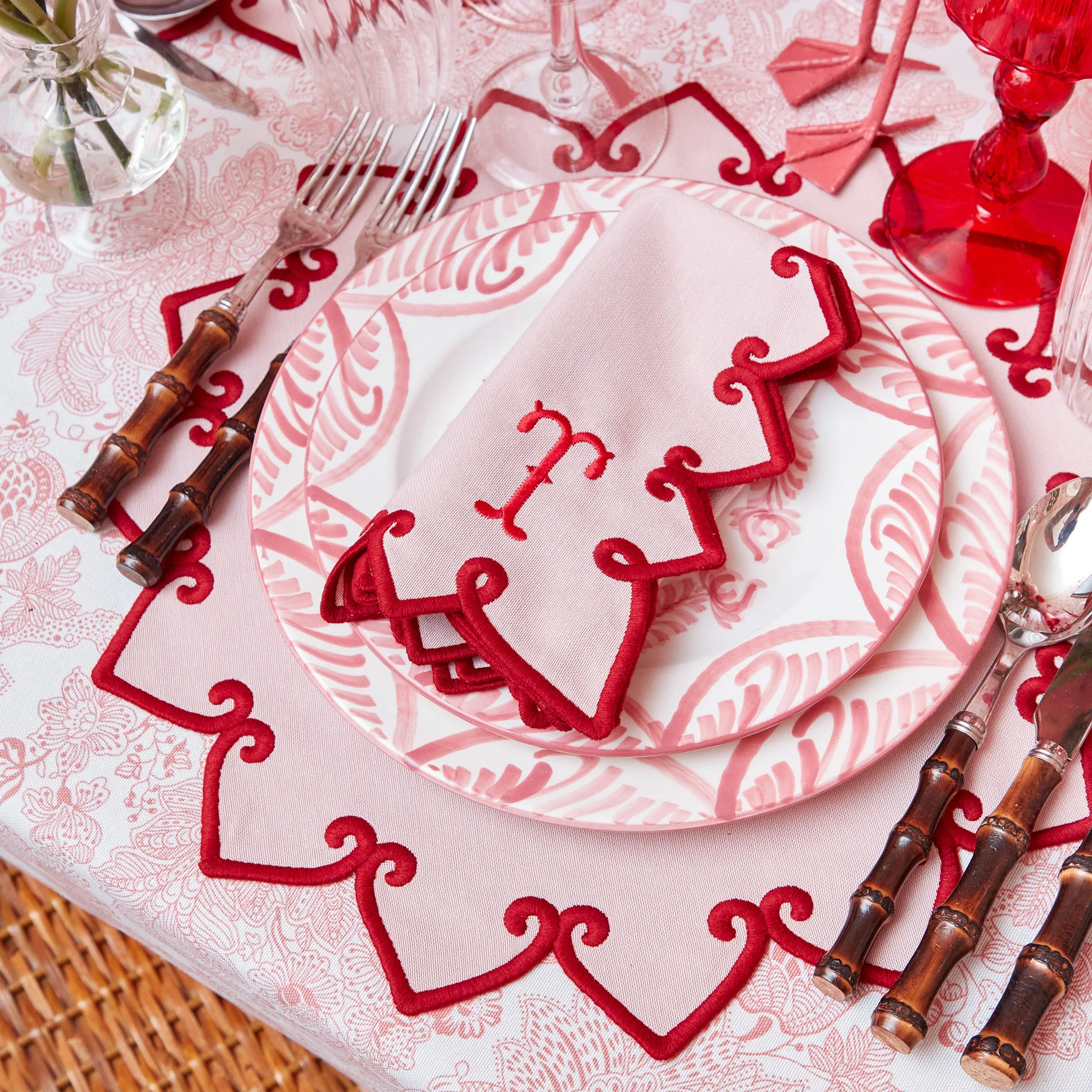 Angelina Pink & Red Placemats & Napkins (Set of 4) - Image 13