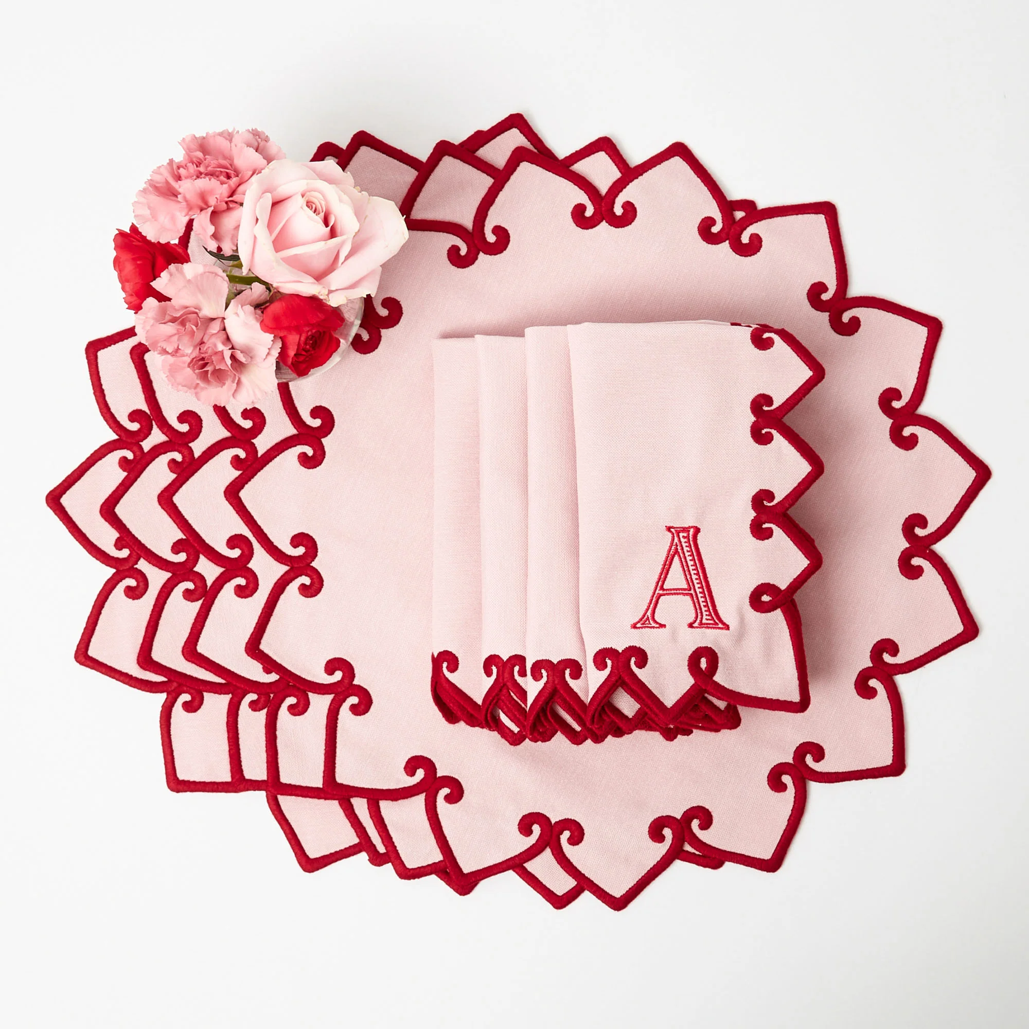 Angelina Pink & Red Placemats & Napkins (Set of 4) - Image 2