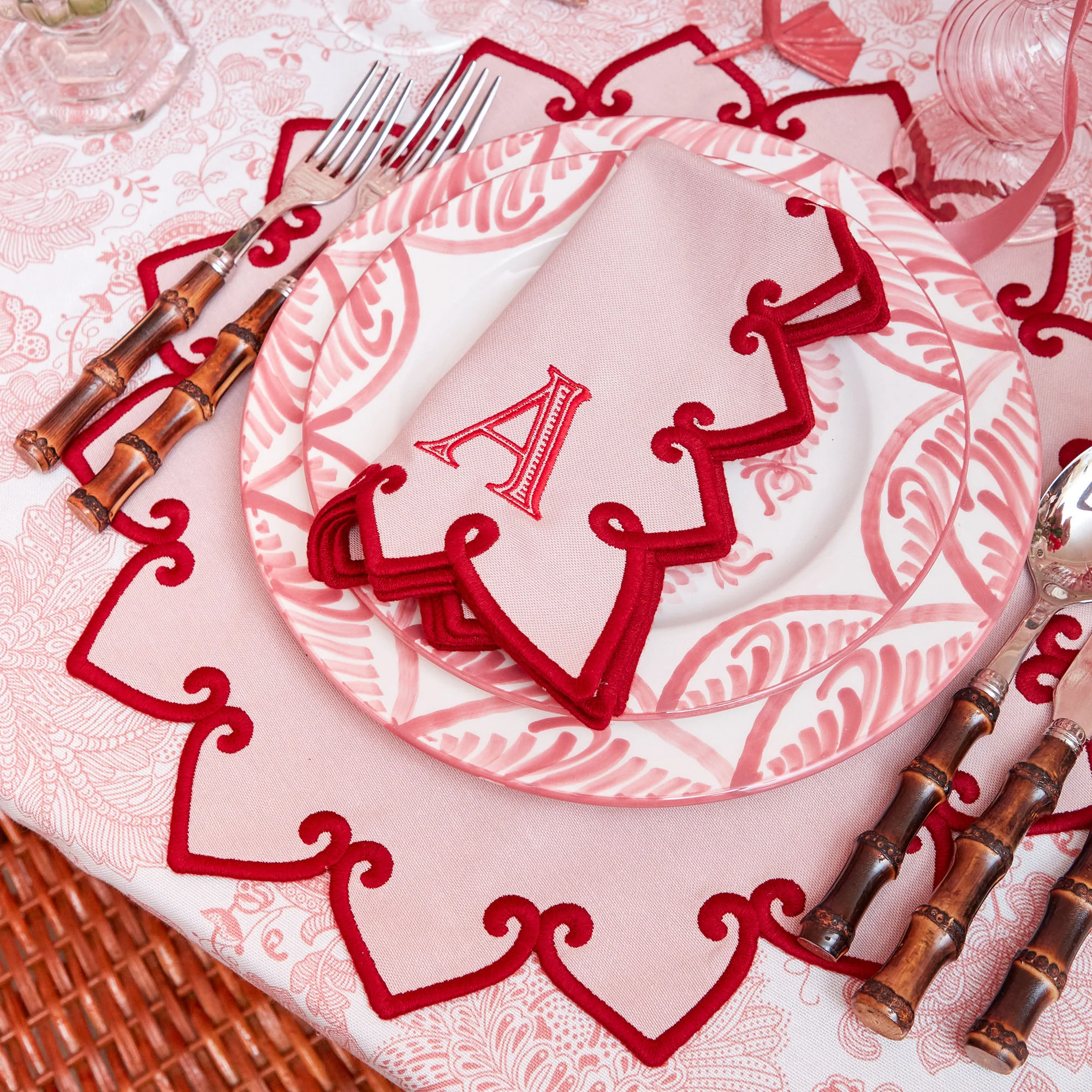 Angelina Pink & Red Placemats & Napkins (Set of 4) - Image 4