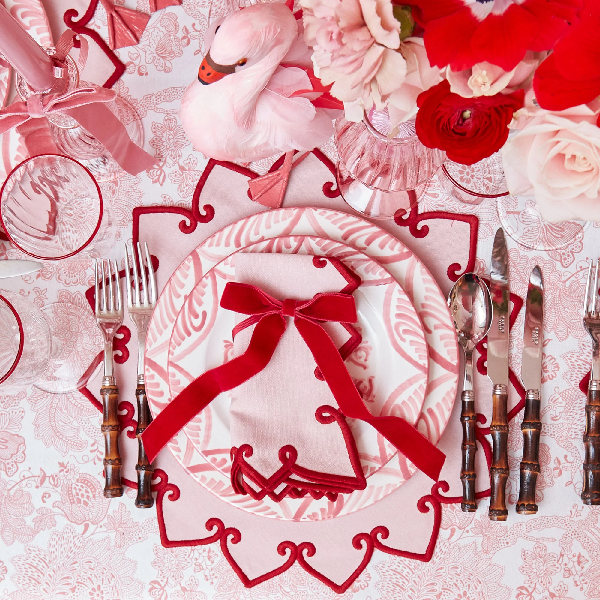 Angelina Pink & Red Placemats & Napkins (Set of 4) - Image 6