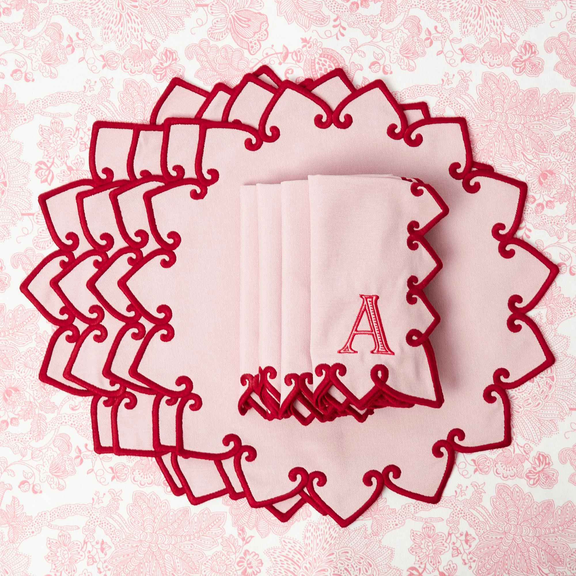 Angelina Pink & Red Placemats & Napkins (Set of 4) - Image 7