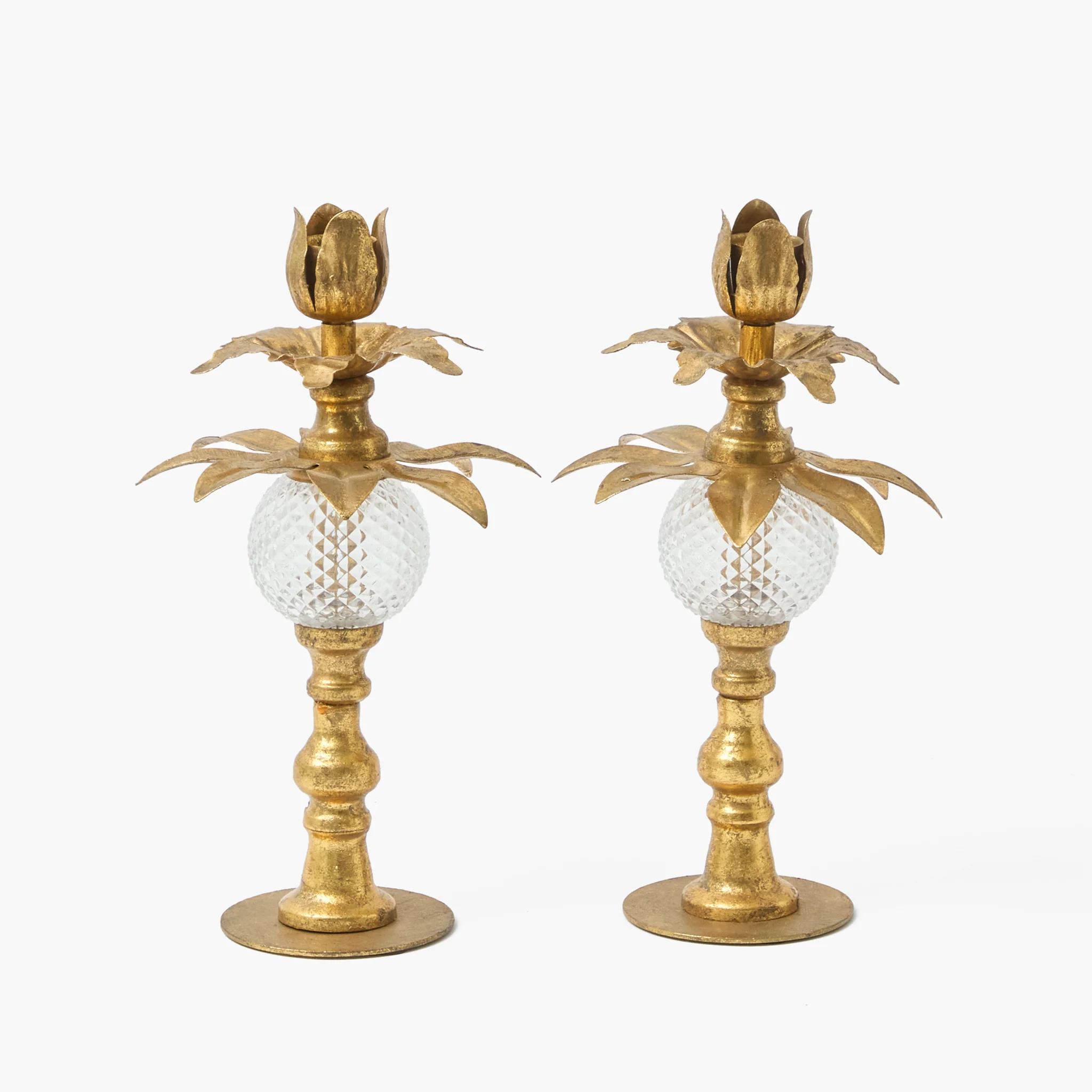 Antique Gold Palm Candle Holders (Pair) - Image 5