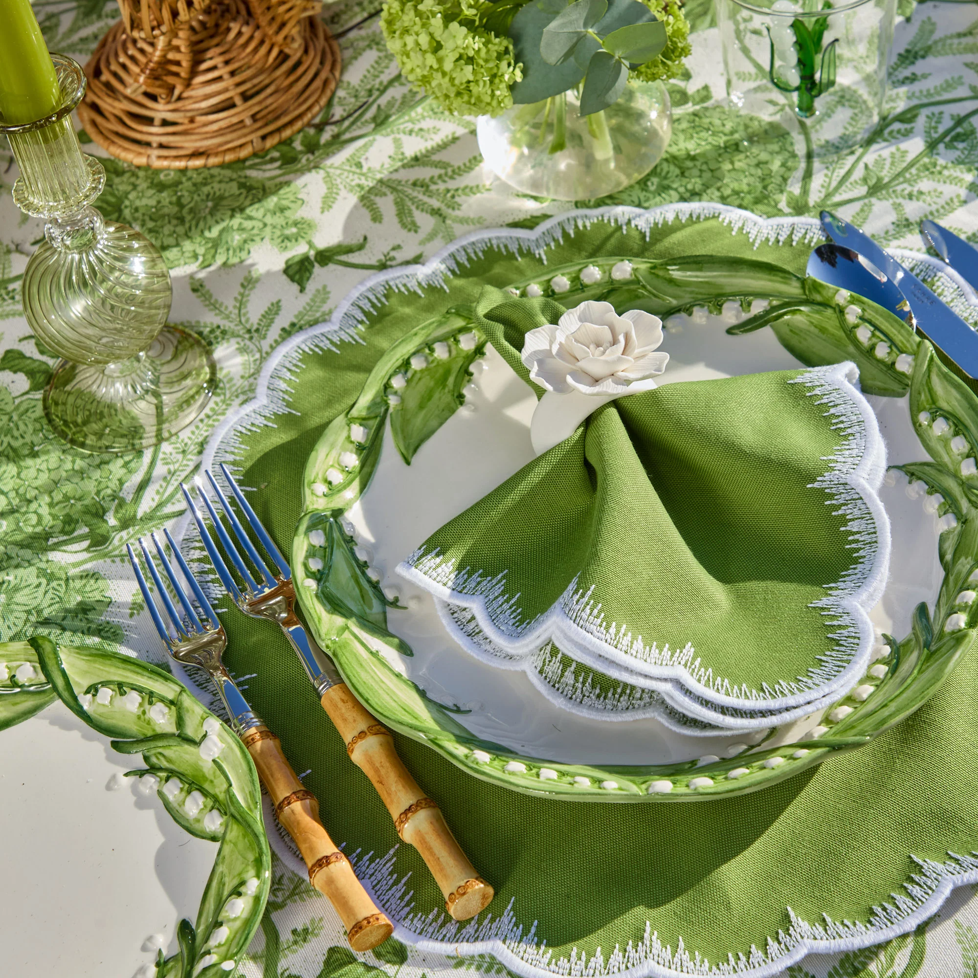 Apple Green Isabella Round Placemats & Napkins (Set of 4) - Image 10