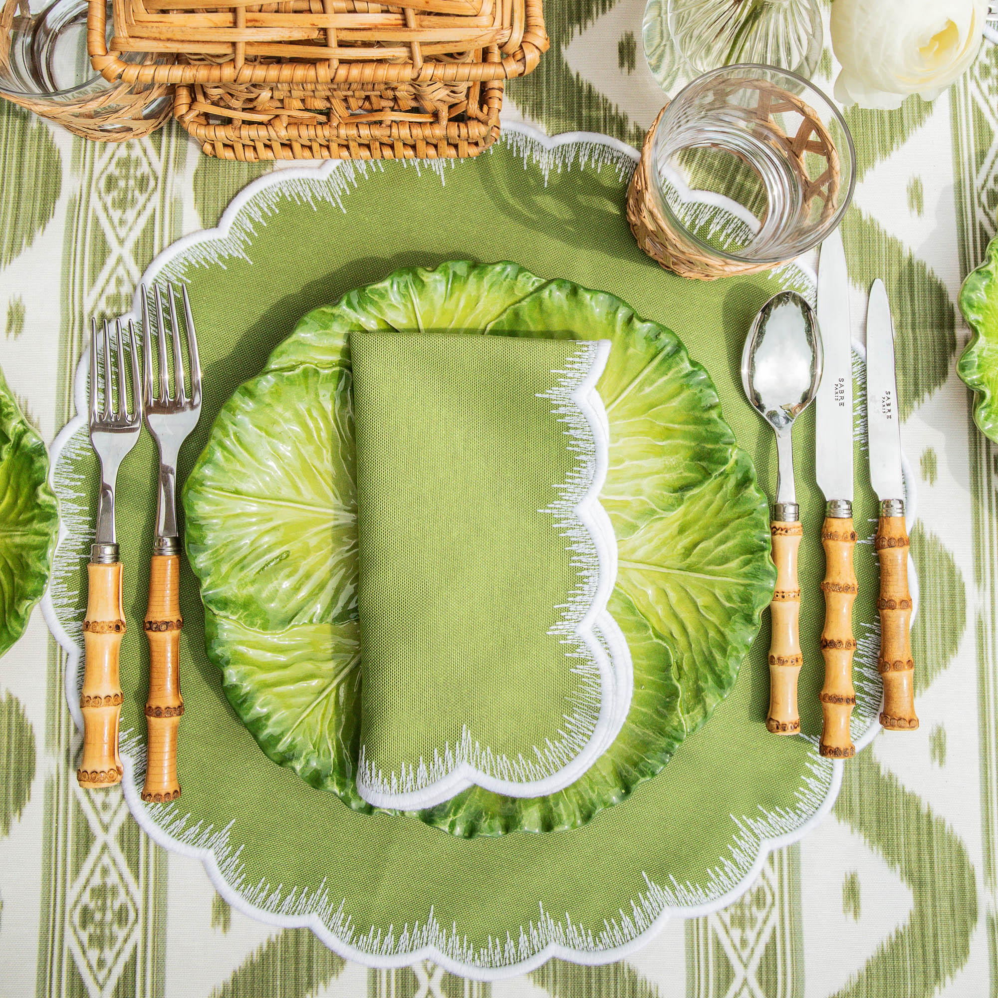 Apple Green Isabella Round Placemats & Napkins (Set of 4) - Image 4