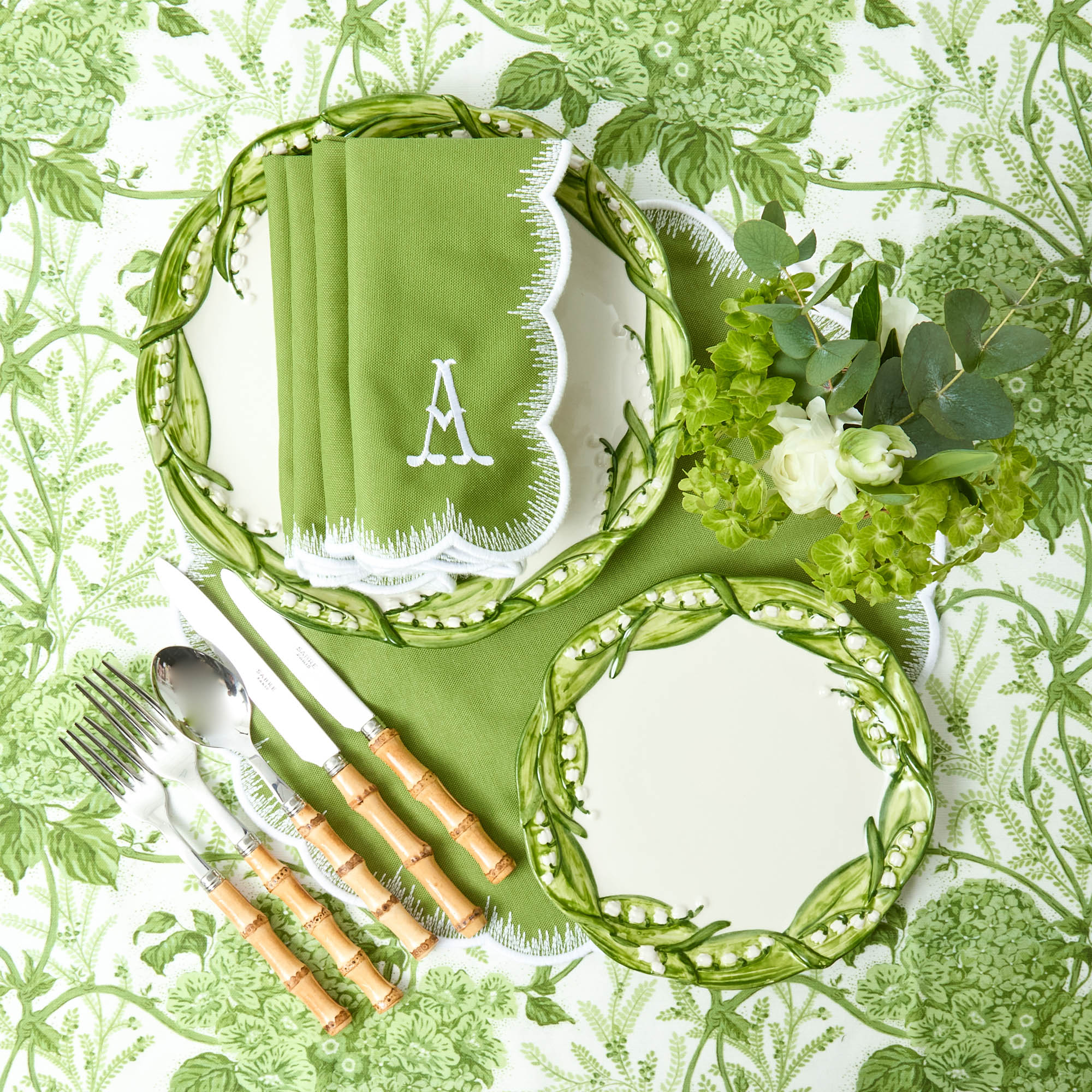 Apple Green Isabella Round Placemats & Napkins (Set of 4) - Image 6