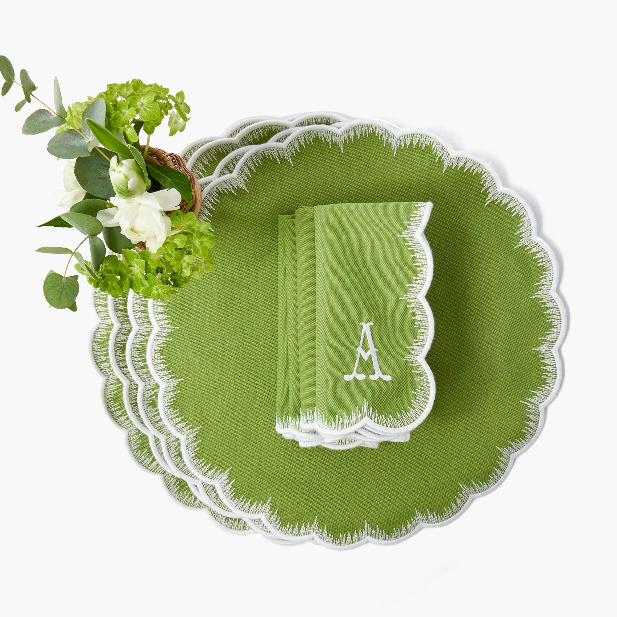 Apple Green Isabella Round Placemats & Napkins (Set of 4) - Image 9