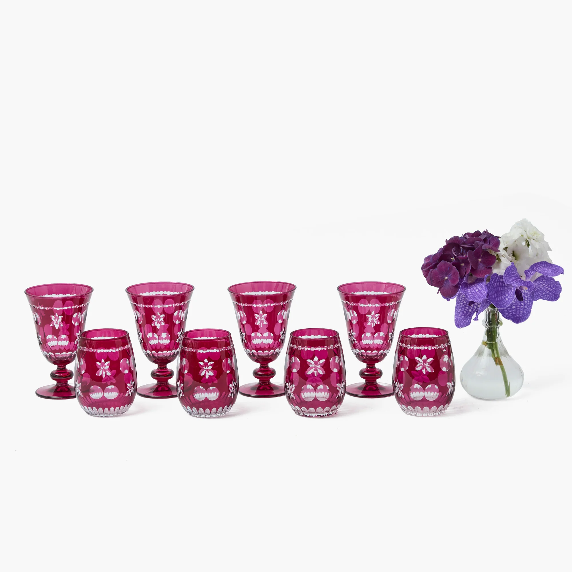 Aubergine Anita Engraved Glassware (Set of 8) - Image 9