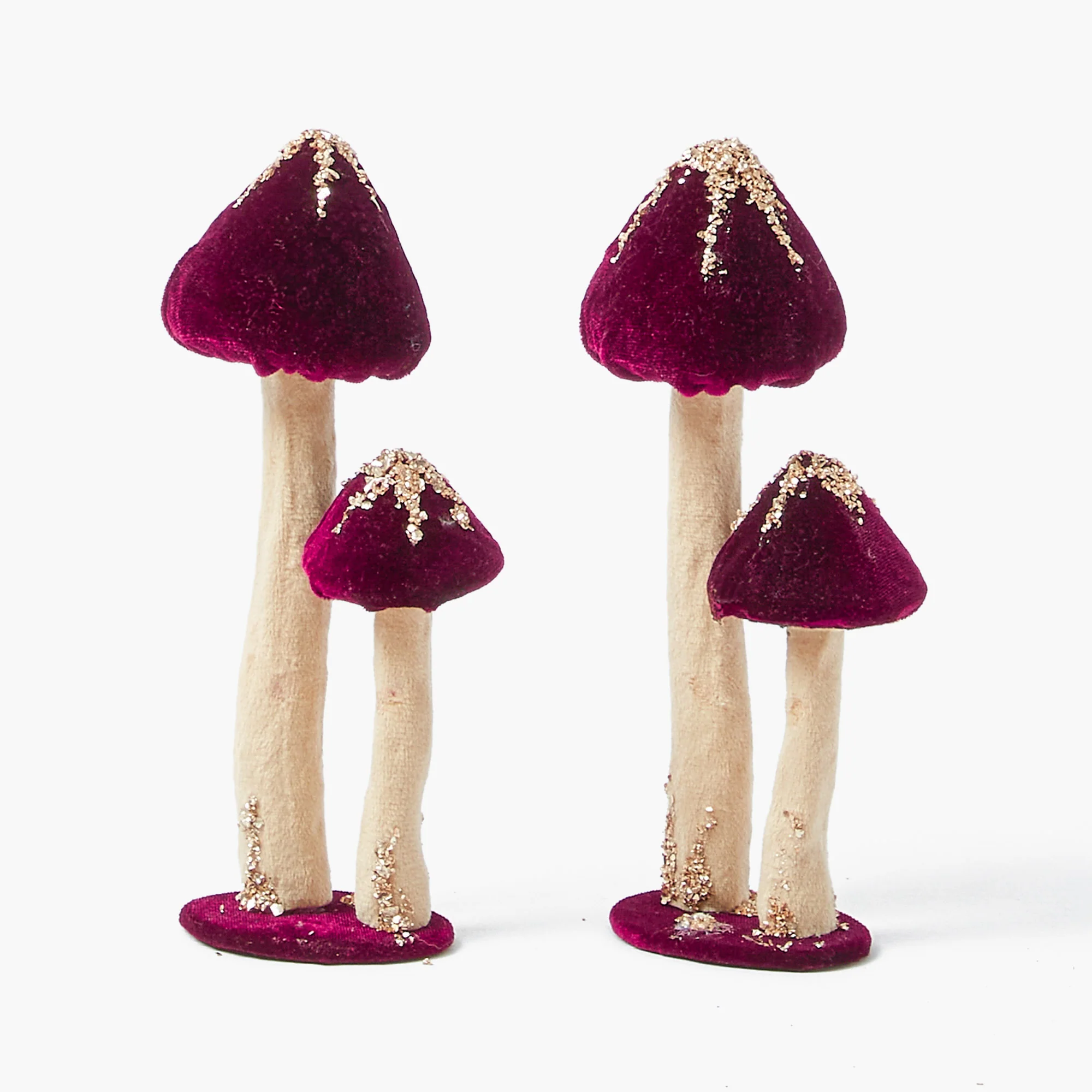 Aubergine Glitter Velvet Mushroom Family (Set of 6) - Image 13