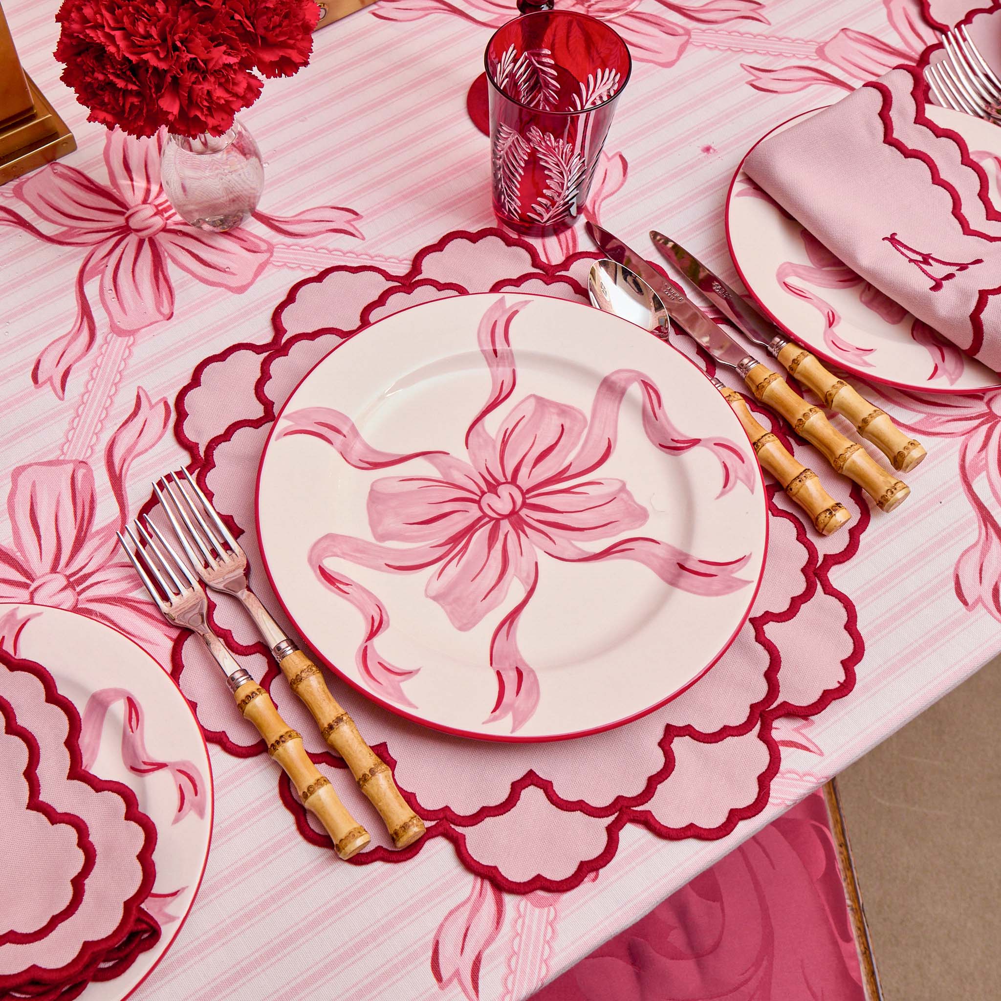 Audrey Pink & Red Bow Starter Plate - Image 4