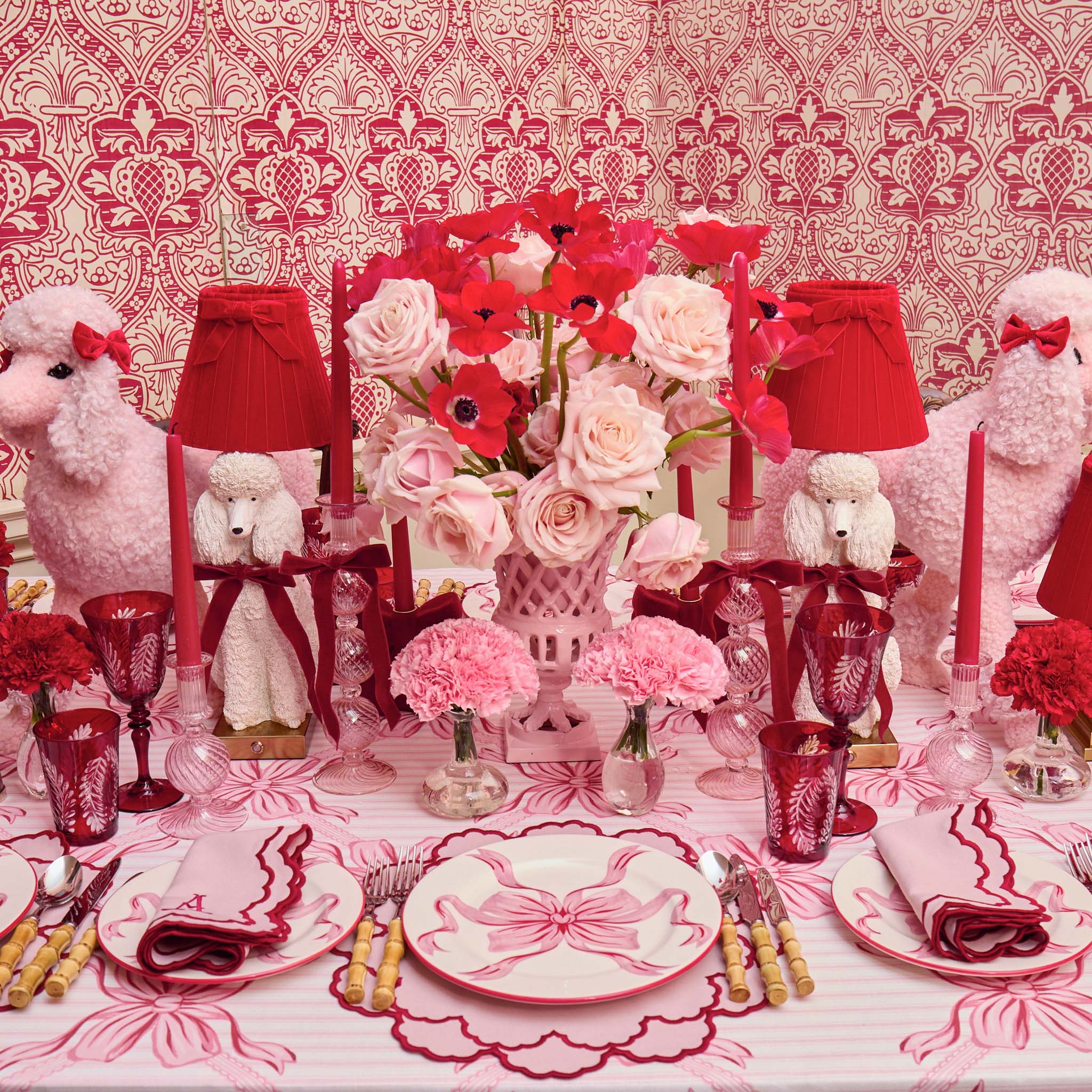 Audrey Pink & Red Bow Dinner Plates (Set of 4) - Image 5