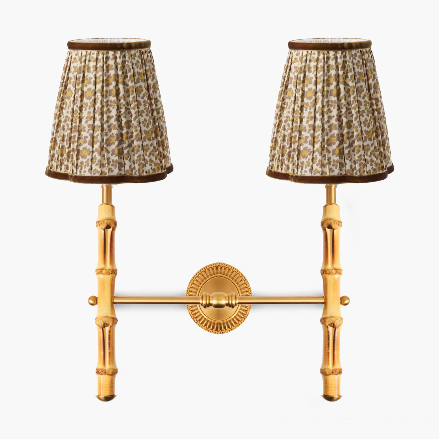Bamboo Rechargeable Double Wall Light with Natural Leopard Shade (14cm)