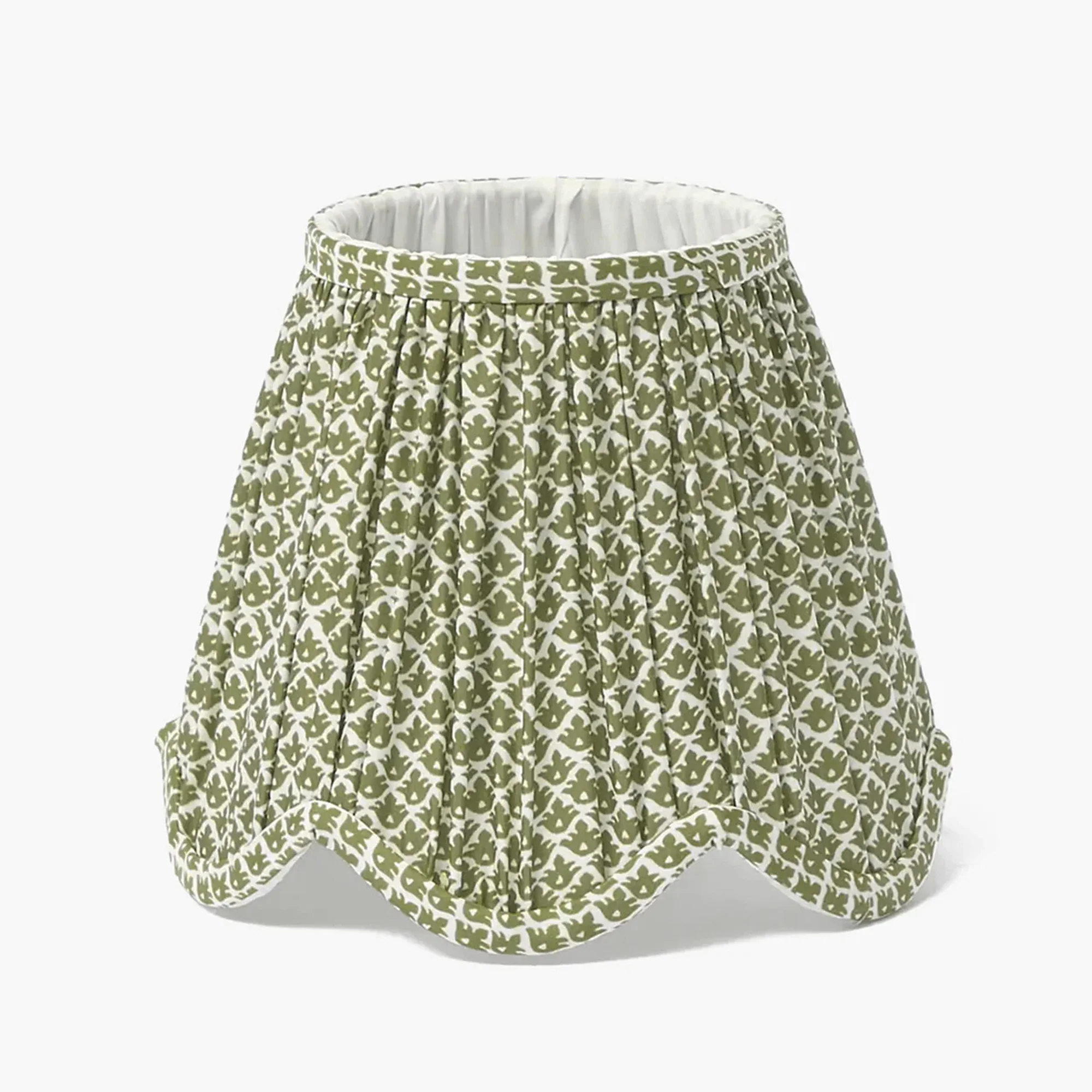 Bamboo Rechargeable Lamp with Olive Deep Scalloped Lotus Shade (18cm) - Image 6