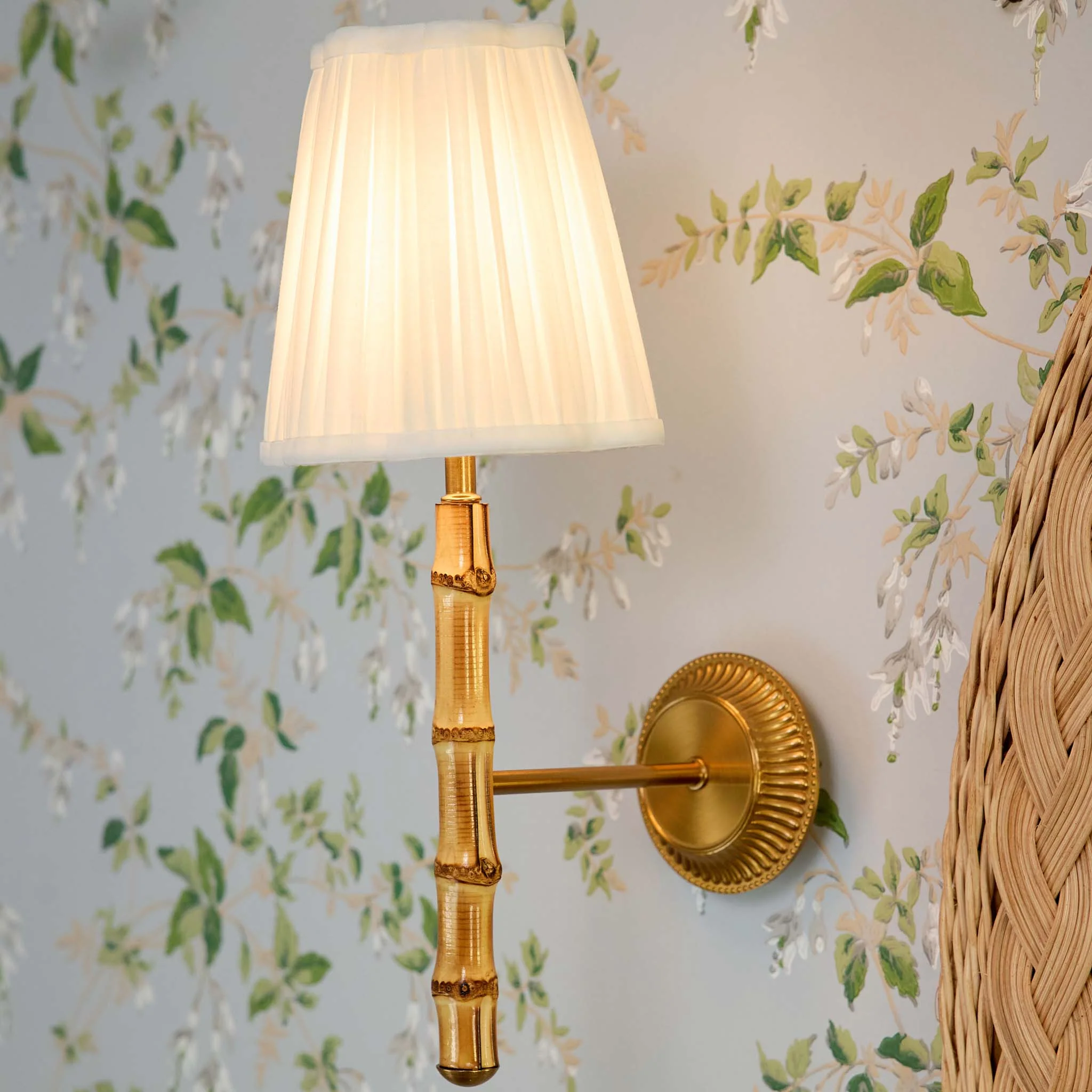 Bamboo Rechargeable Wall Light with Cream Shade (14cm) - Image 7