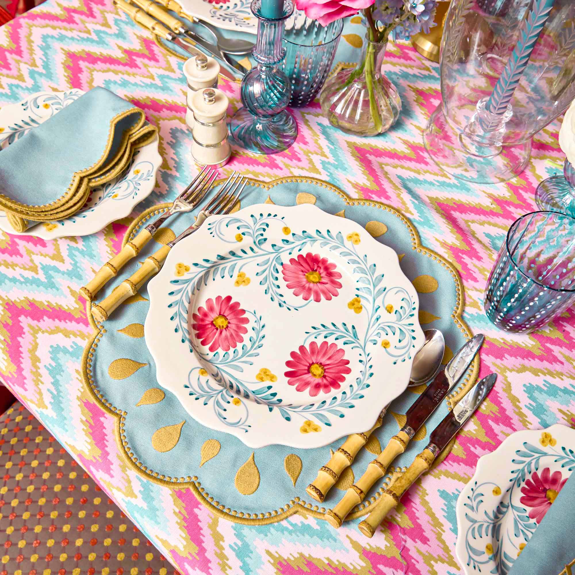 Bettina Blue & Caramel Napkins (Set of 4) - Image 2