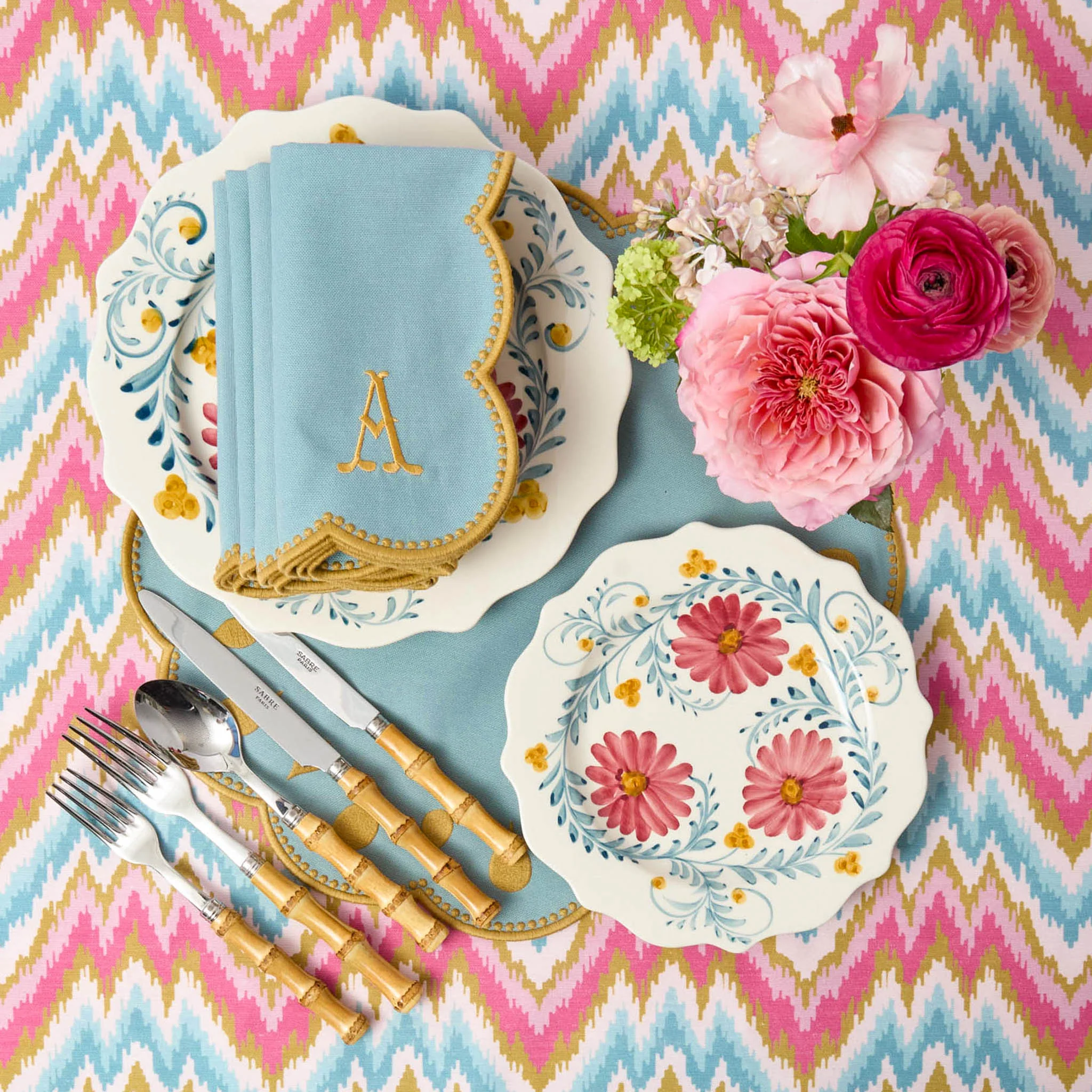 Bettina Blue & Caramel Napkins (Set of 4) - Image 3