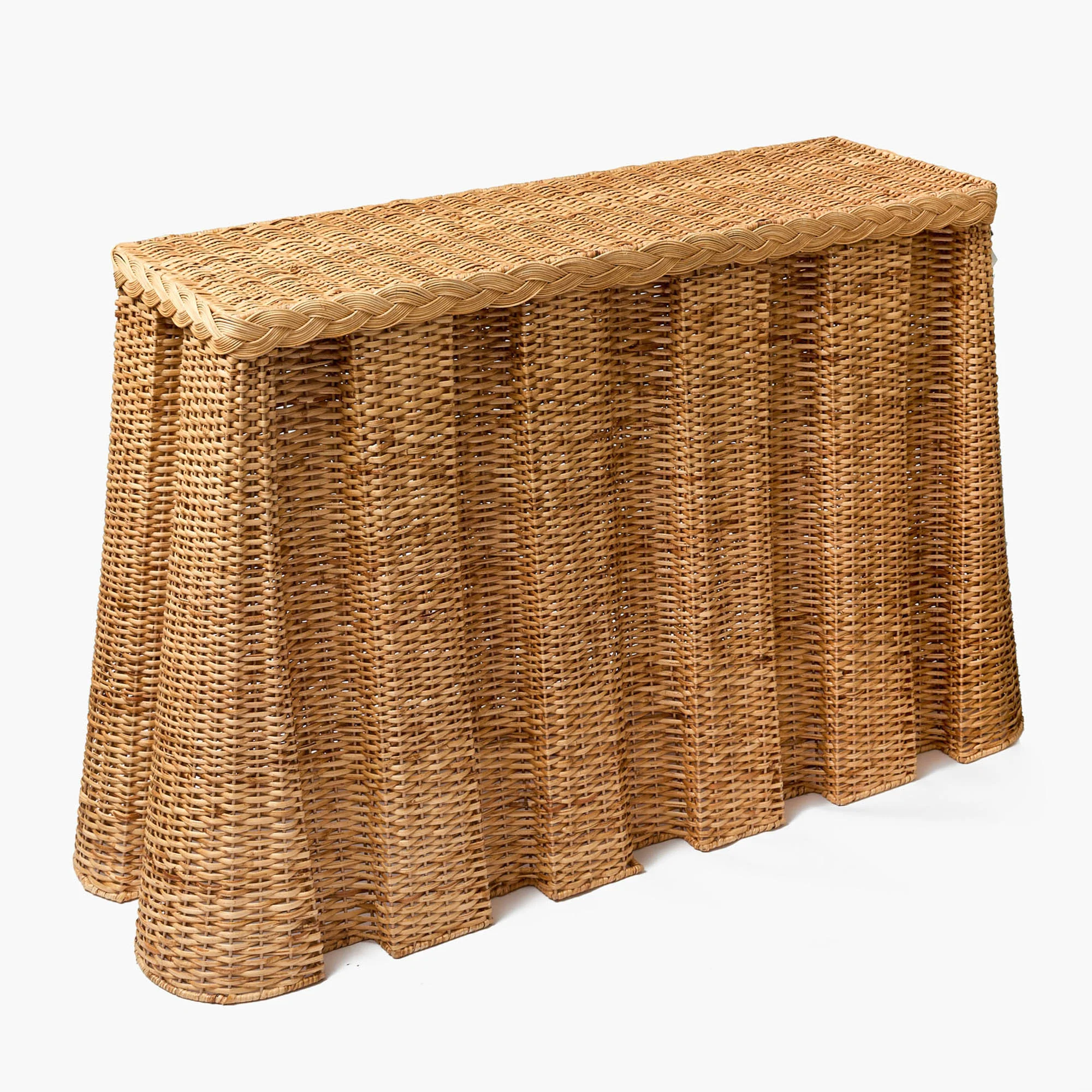 Bettina Box Pleated Rattan Console Table - Image 5