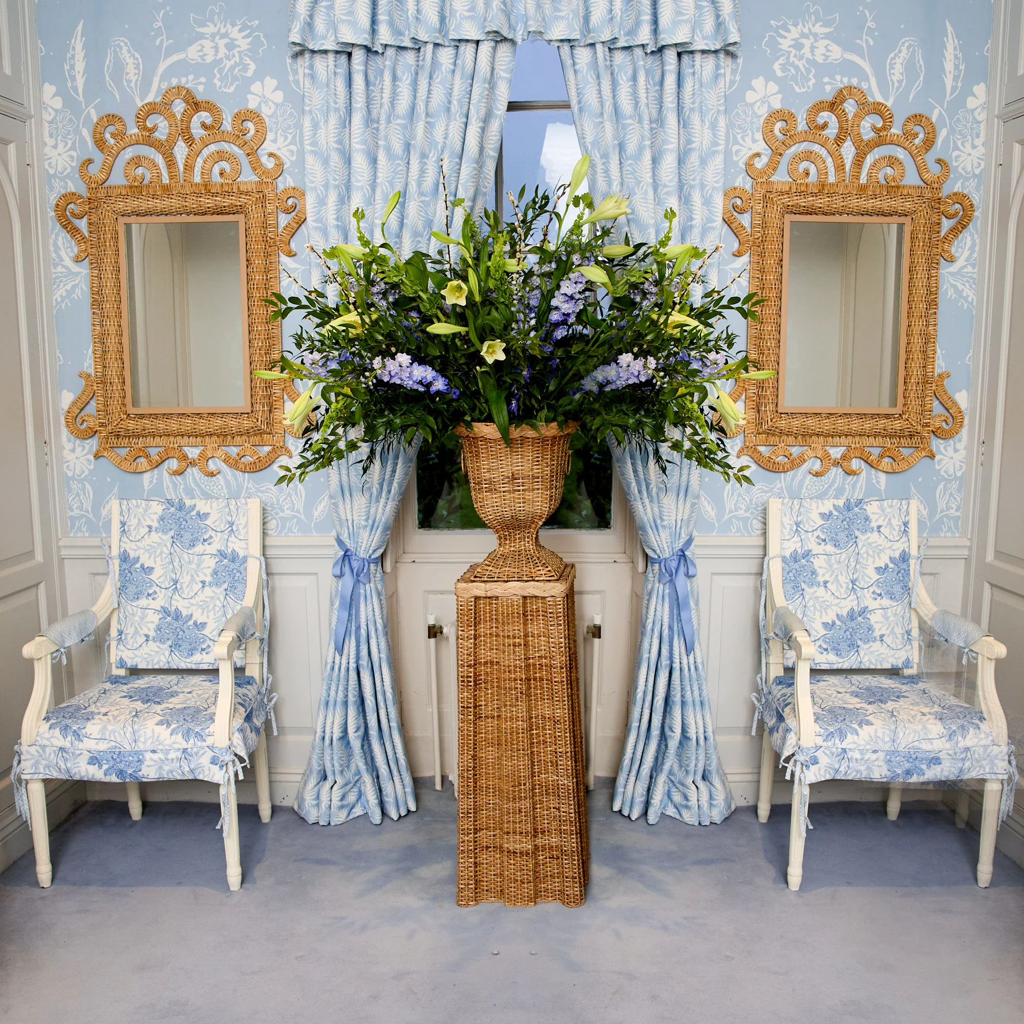 Bettina Rattan Urn & Pedestal - Image 2