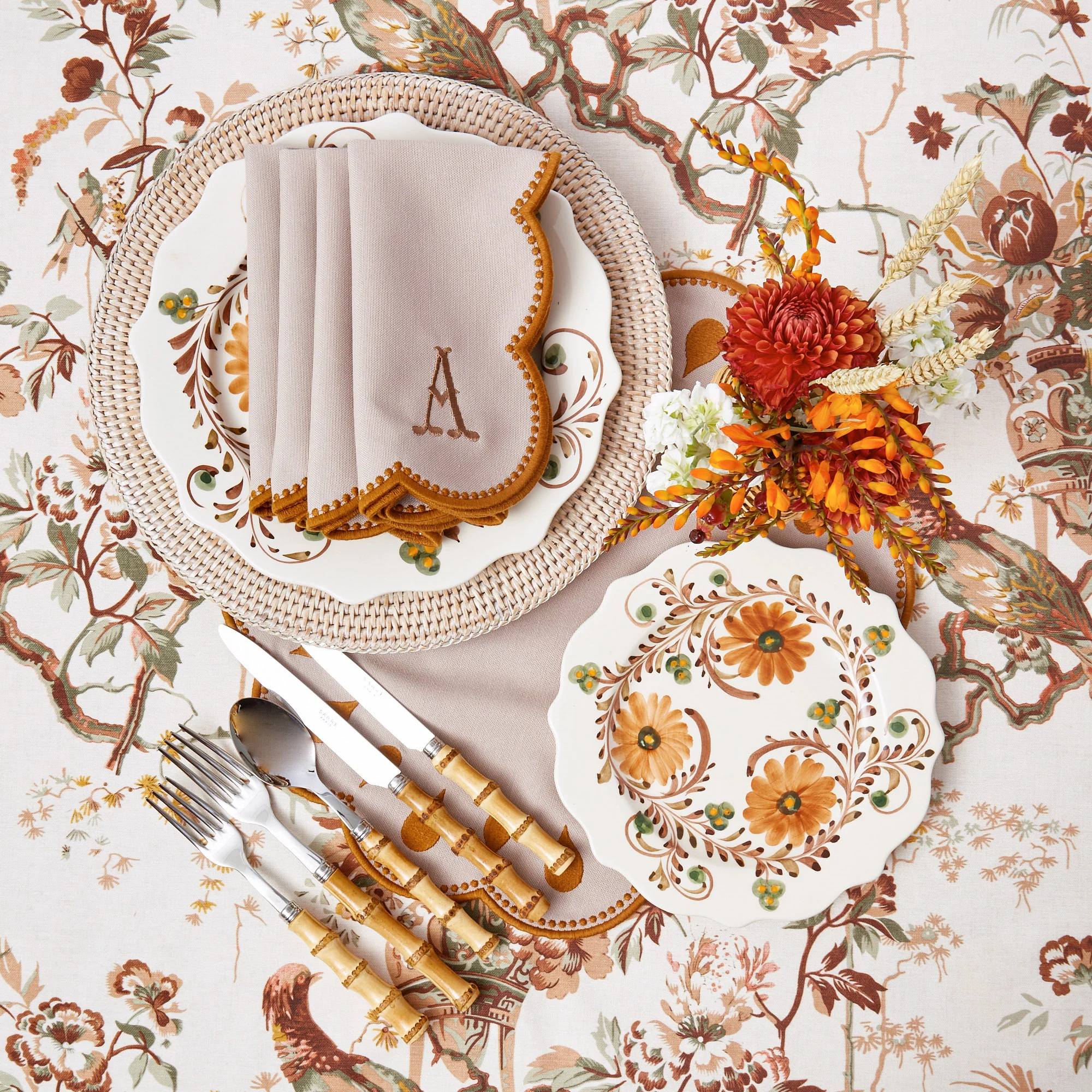 Bettina Taupe & Mustard Placemats & Napkins (Set of 4) - Image 7