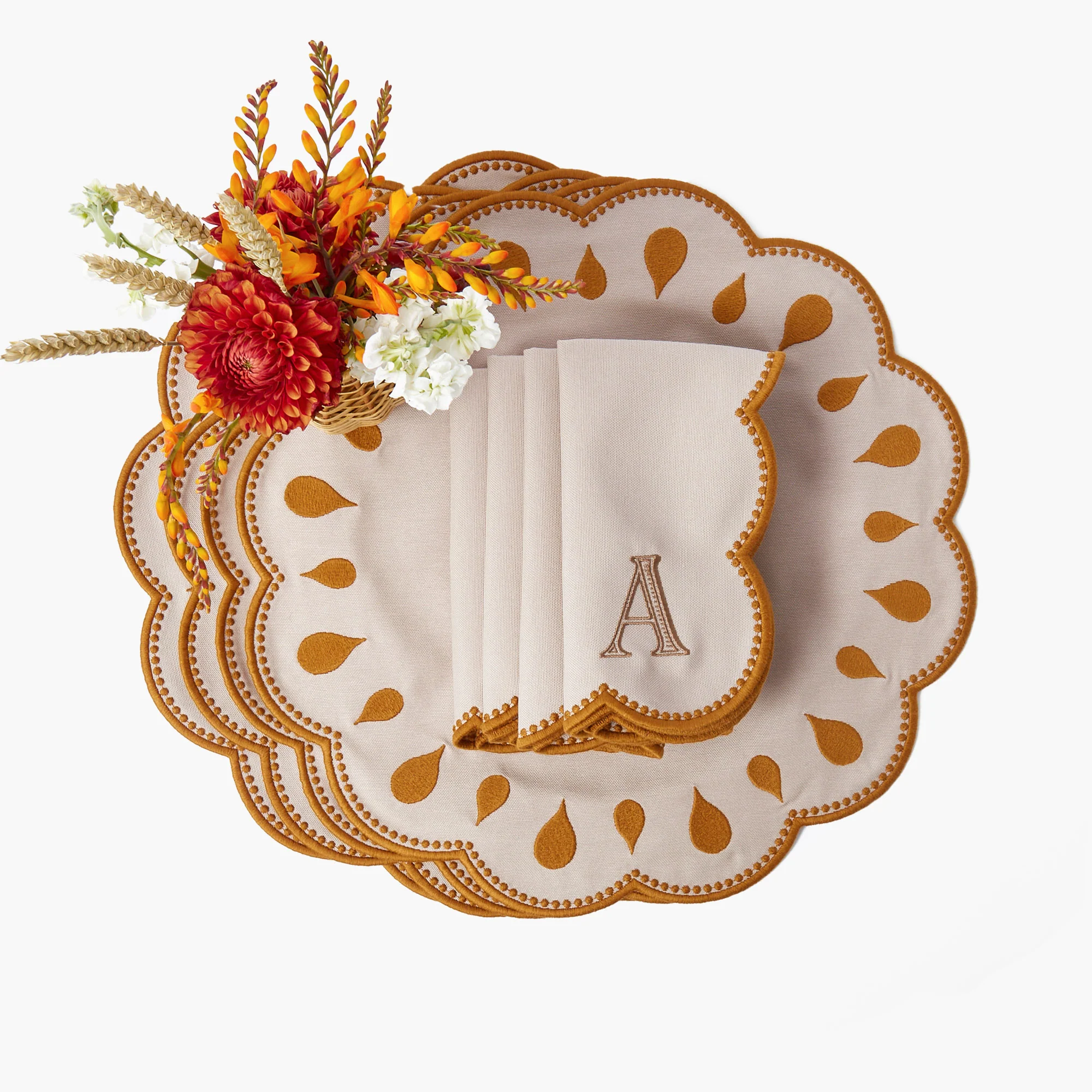 Taupe & Mustard Bettina Placemats (Set of 4) - Image 11