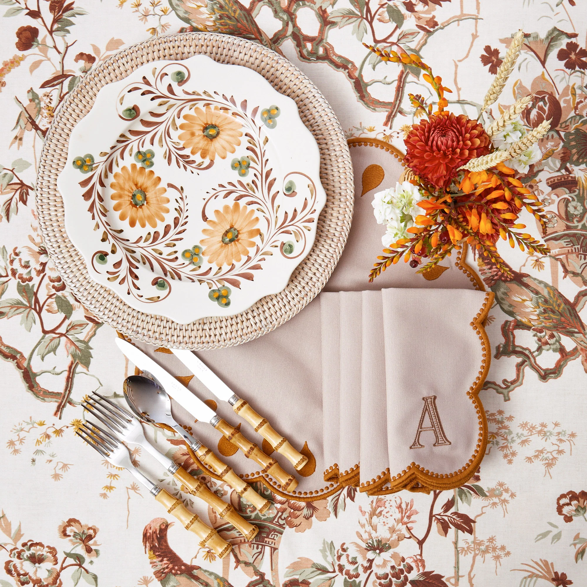 Taupe & Mustard Bettina Placemats (Set of 4) - Image 6