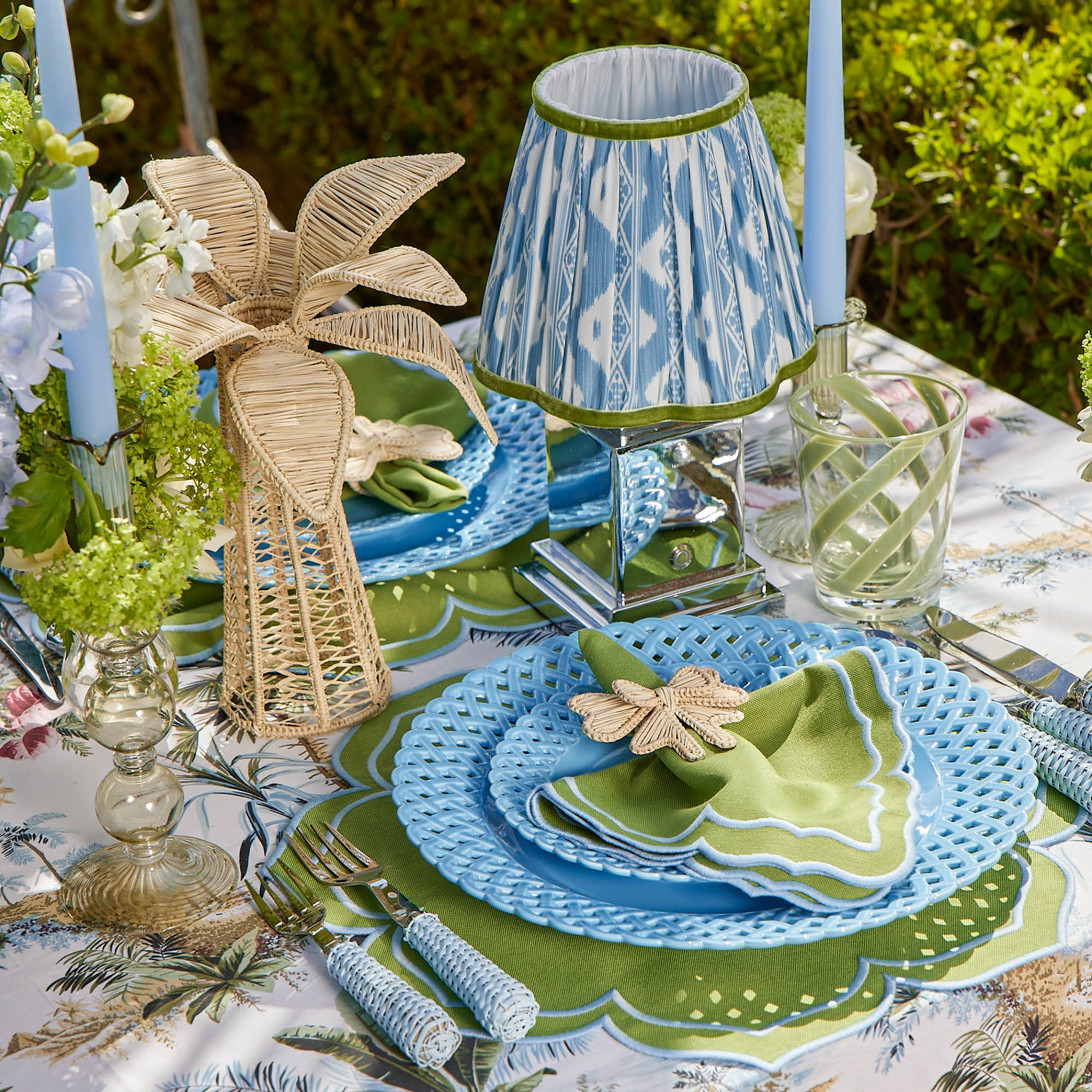 Blue & Green Ikat Lampshade (18cm) - Image 14