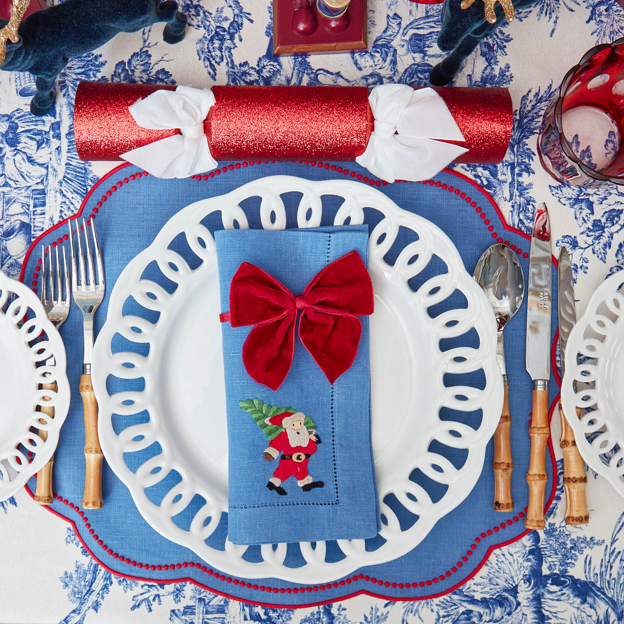 Eloise Blue & Red Placemats & Father Christmas Napkins (Set of 4) - Image 12
