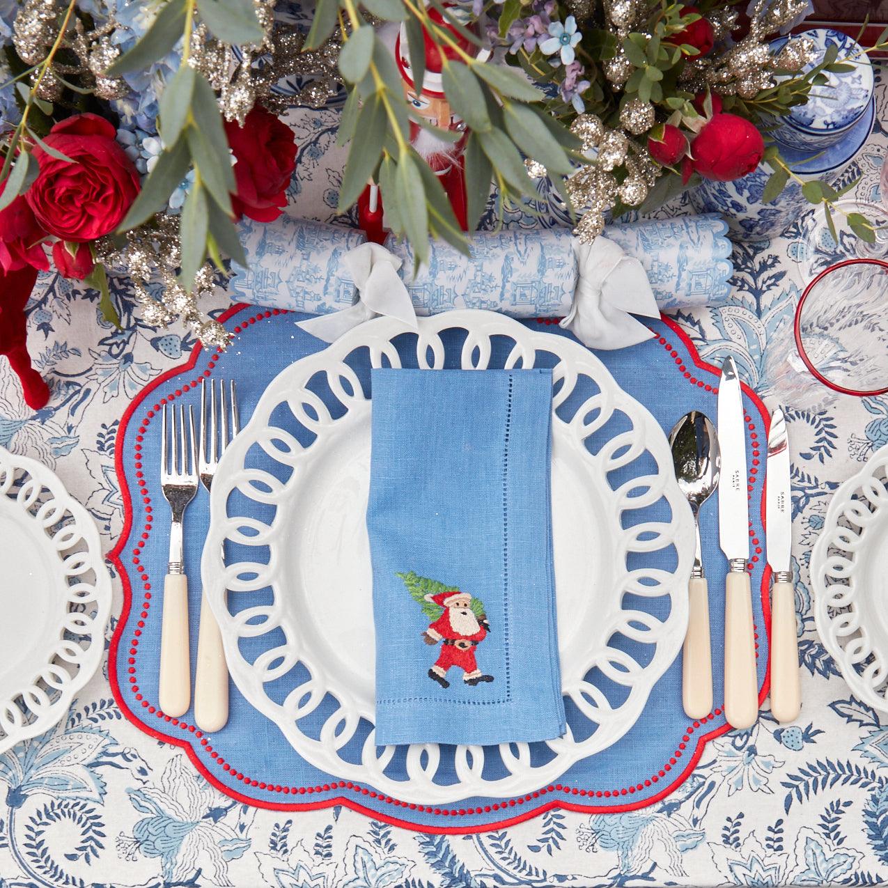 Eloise Blue & Red Placemats & Father Christmas Napkins (Set of 4) - Image 17