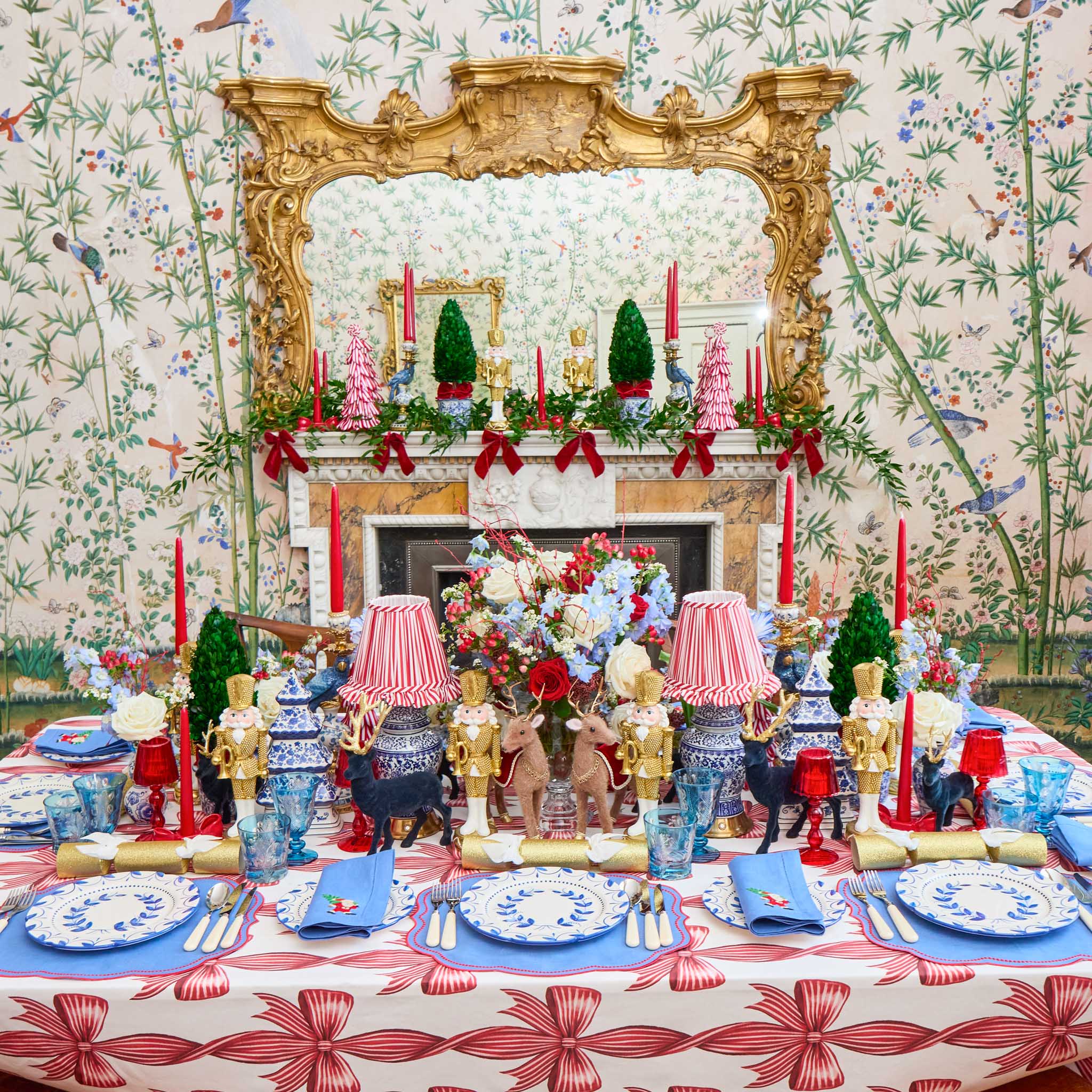 Eloise Blue & Red Placemats & Father Christmas Napkins (Set of 4) - Image 2