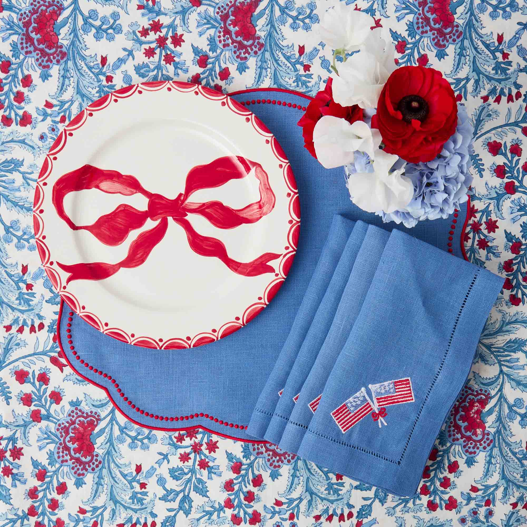 Eloise Blue & Red Placemats (Set of 4) - Image 3