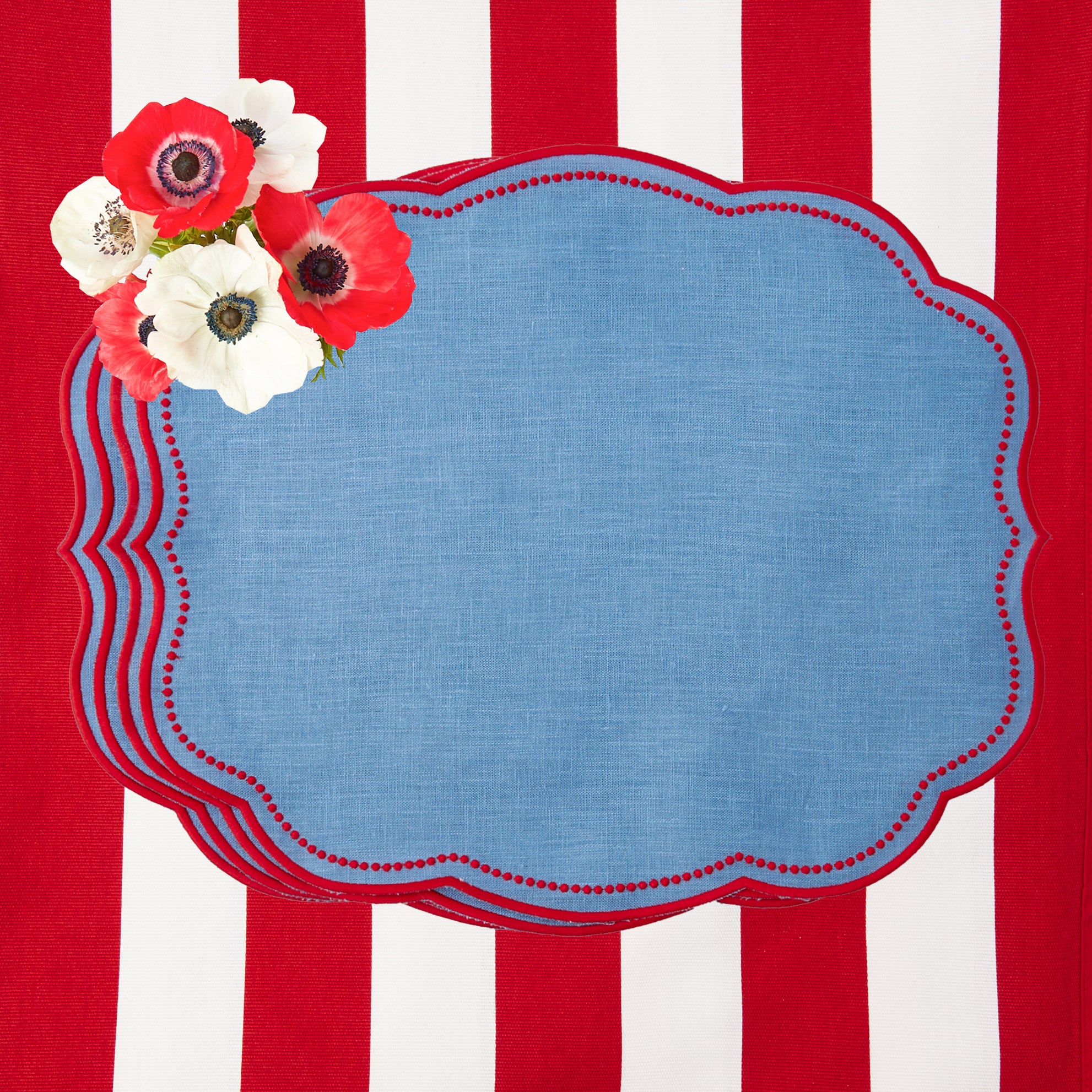 Eloise Blue & Red Placemats (Set of 4) - Image 5