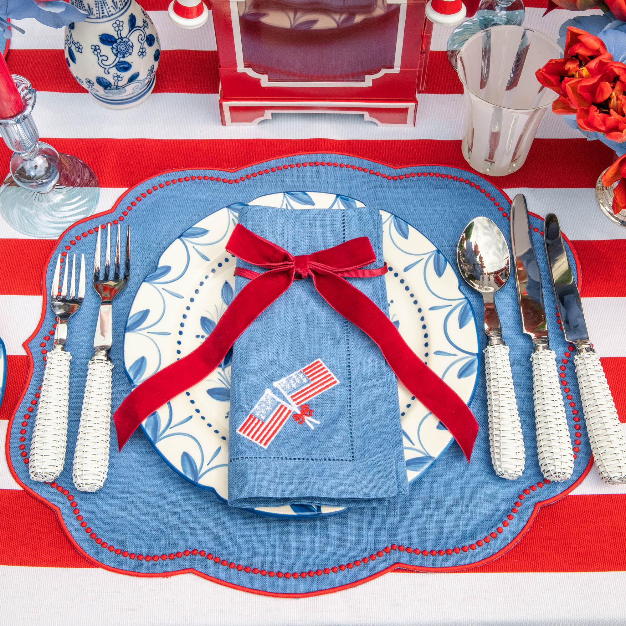 Eloise Blue & Red Placemats (Set of 4) - Image 6