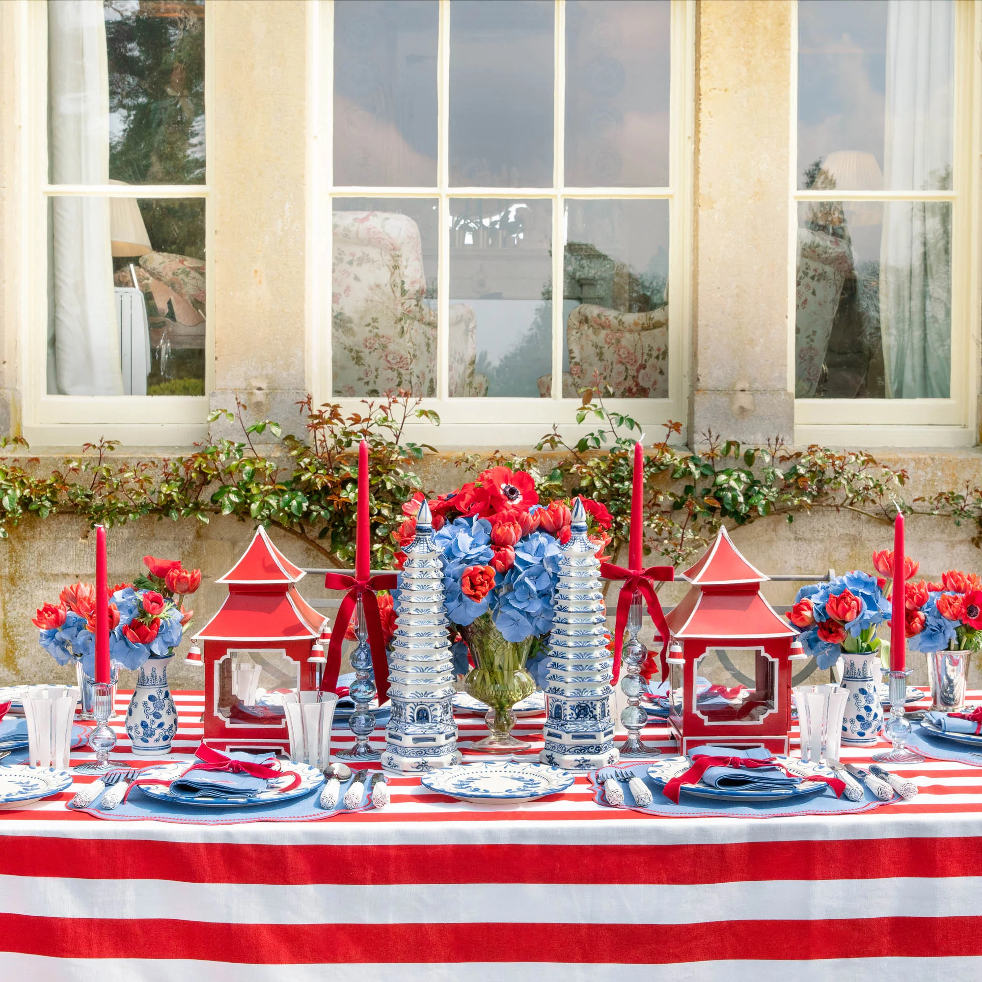 Eloise Blue & Red Placemats (Set of 4) - Image 7