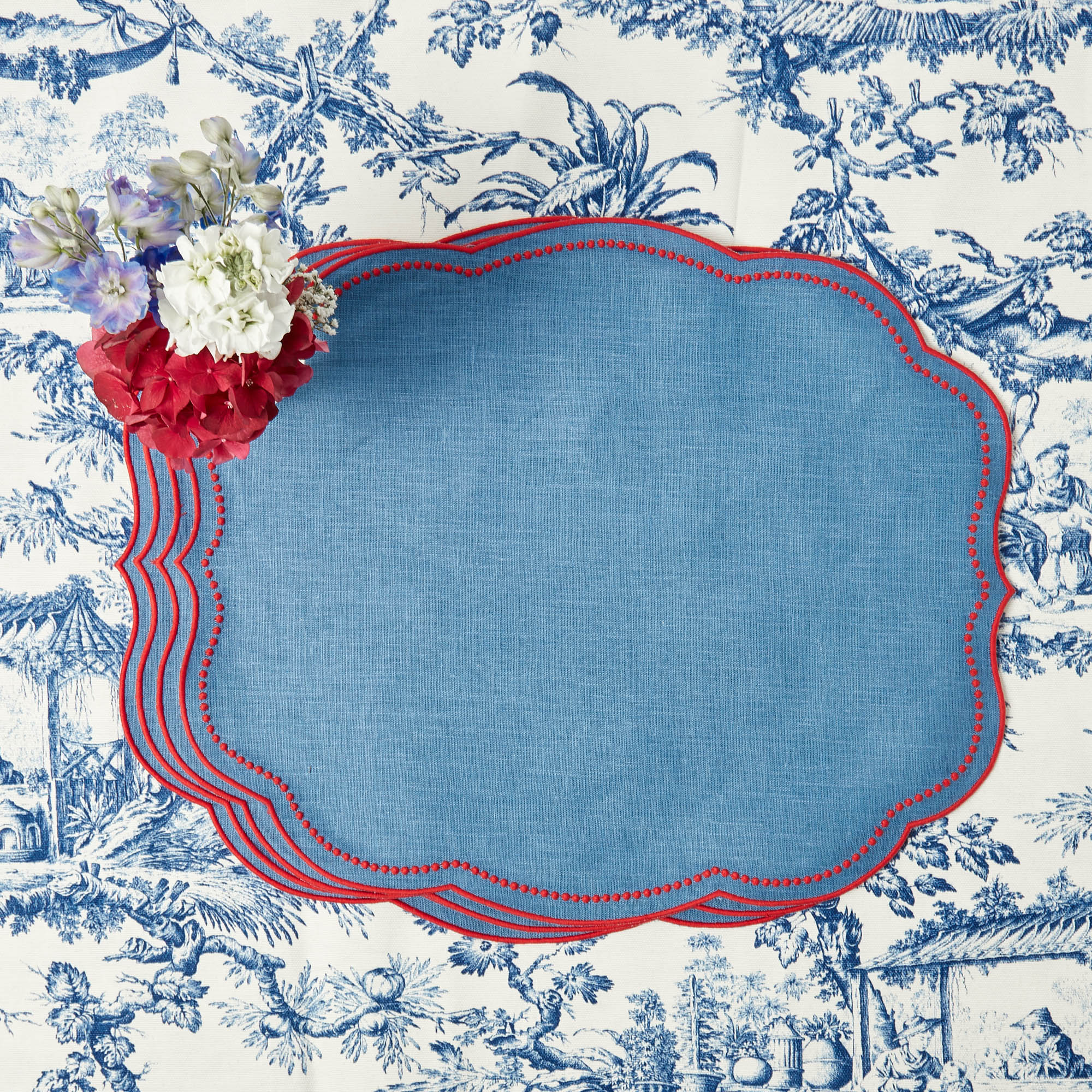 Eloise Blue & Red Placemats (Set of 4) - Image 9