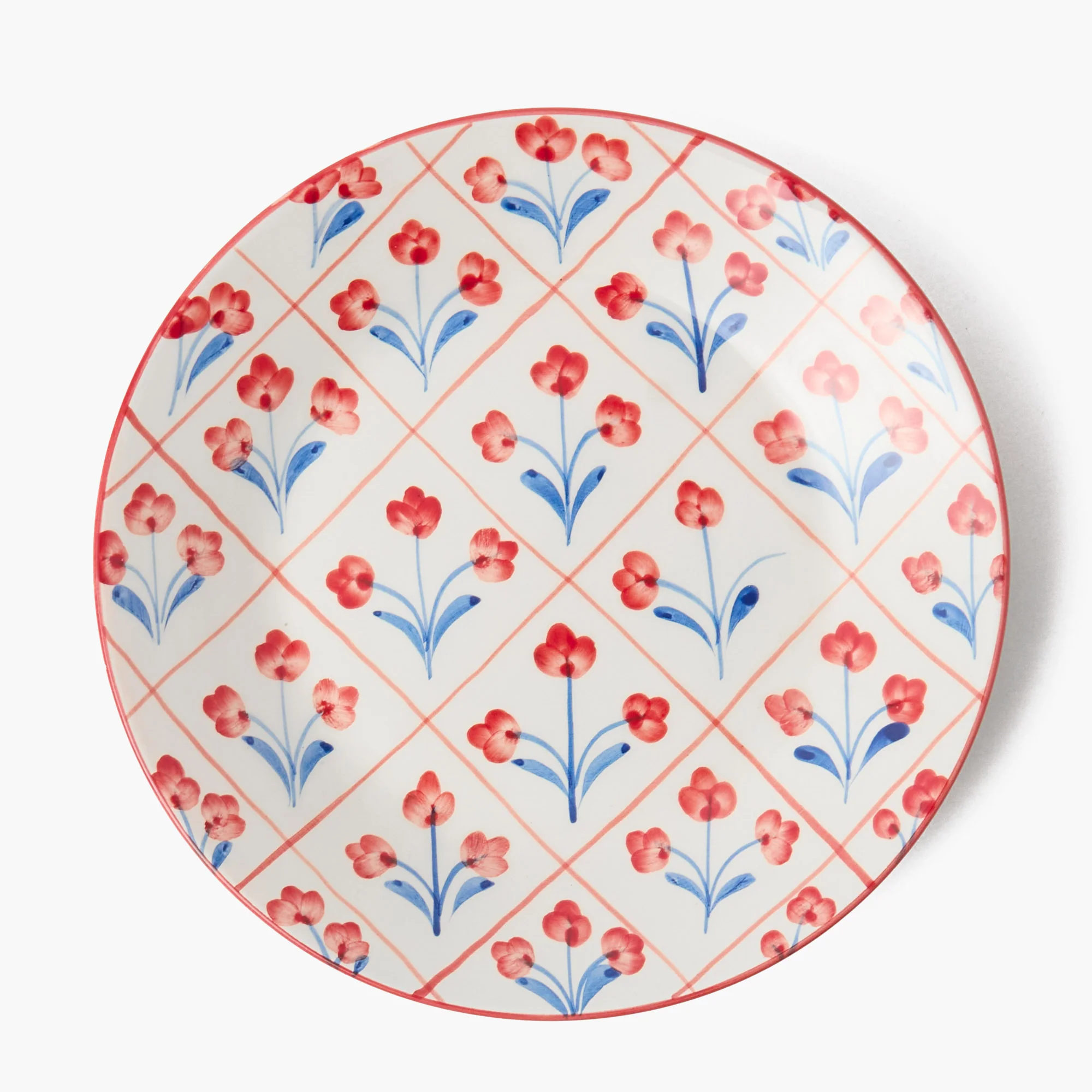 Blue & Red Floral Trellis Dinner & Starter Plates (Set of 8) - Image 8