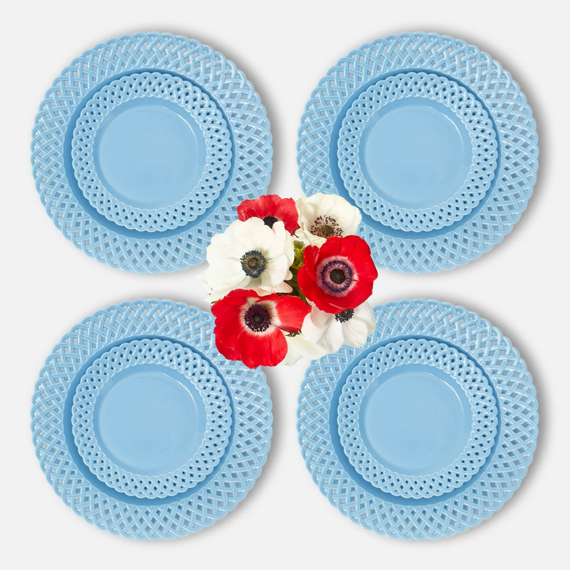 Blue Basketweave Dinner & Starter Plates (Set of 8) - Image 14